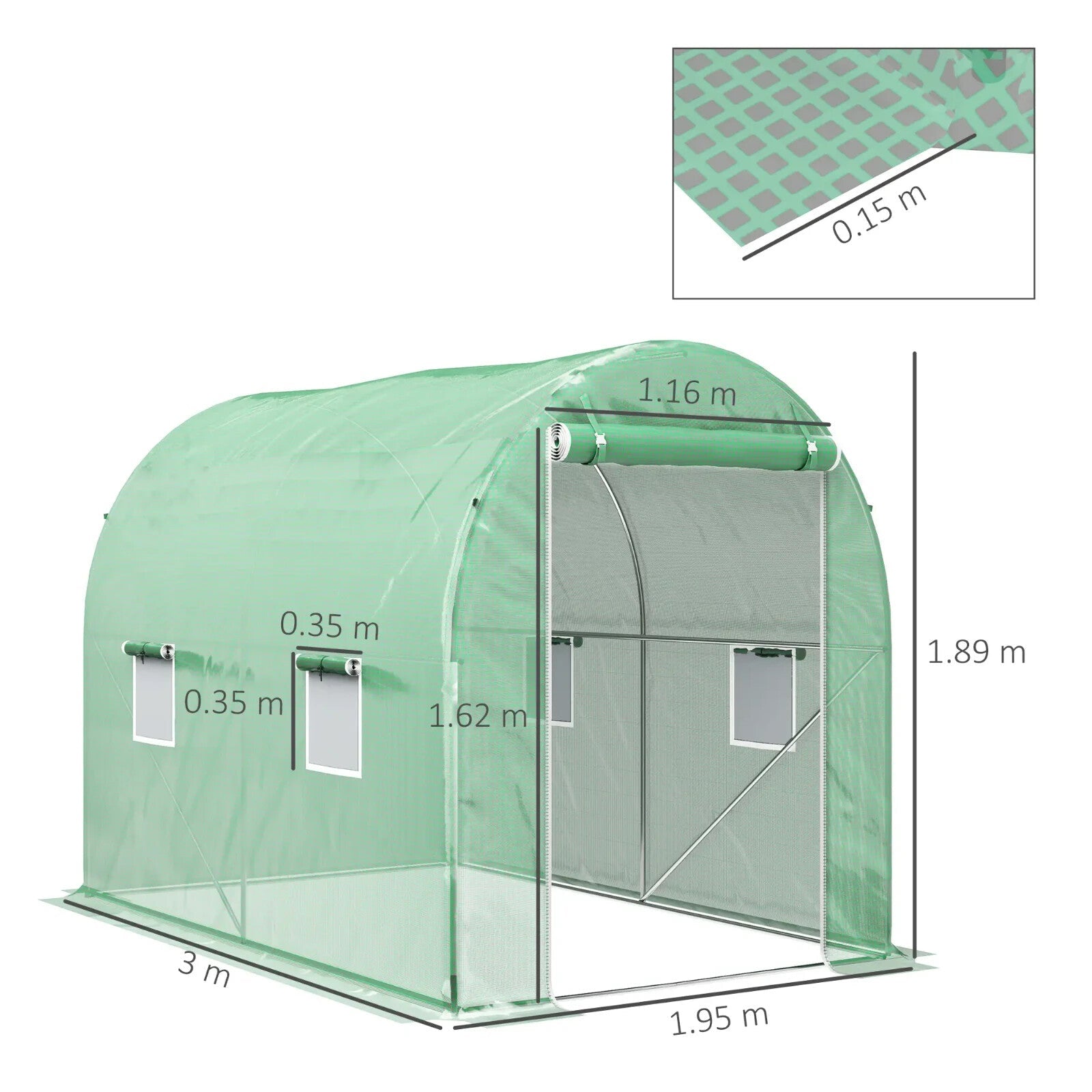3L x 2W x 2H m Walk - In Polytunnel Greenhouse w/ Zipped Door for Garden Vegetable - Home and Garden Furniture Shop - rustic - furniture