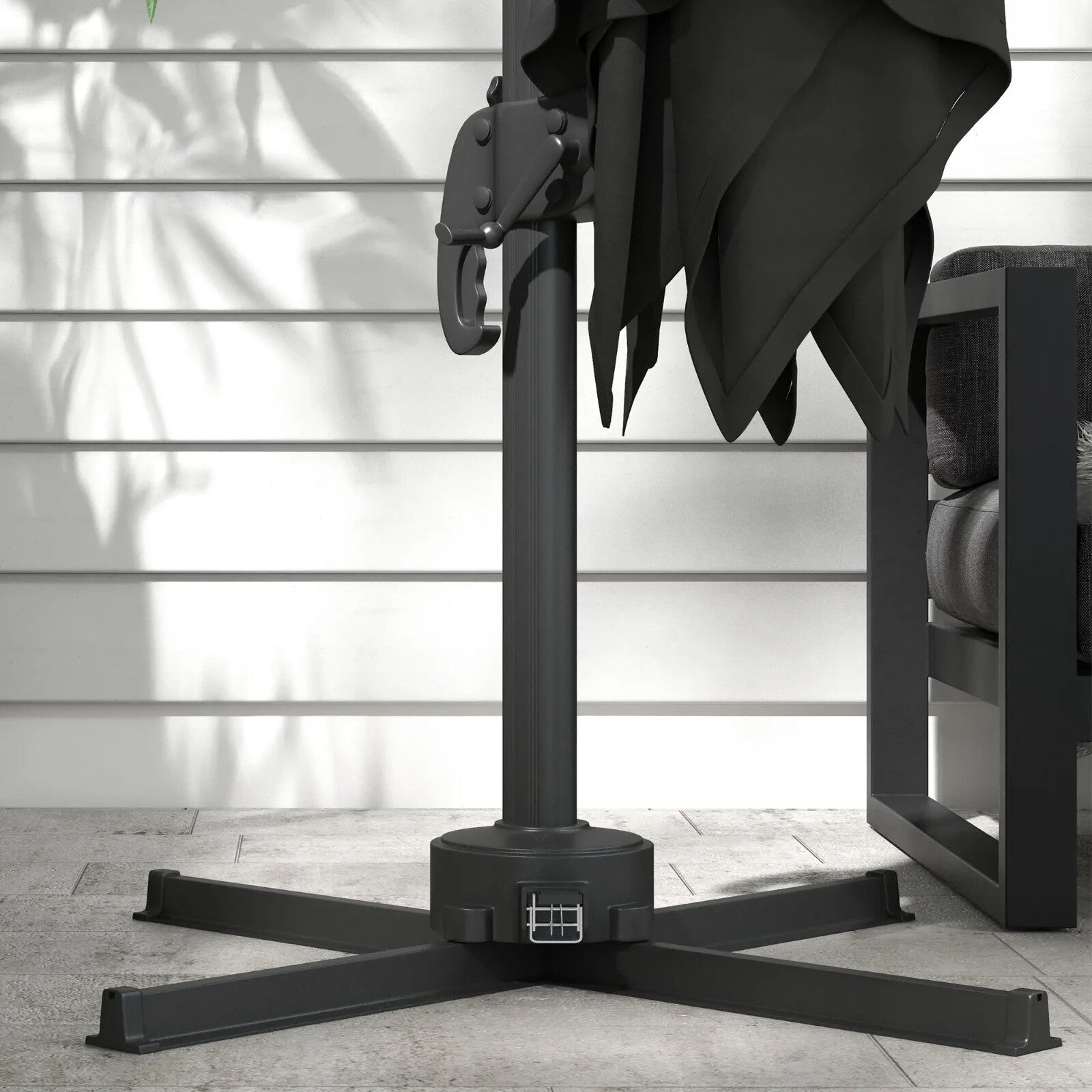 3m Adjustable Cantilever Parasol with Base and Solar LED Lights Garden Umbrella - Home and Garden Furniture Shop - rustic - furniture