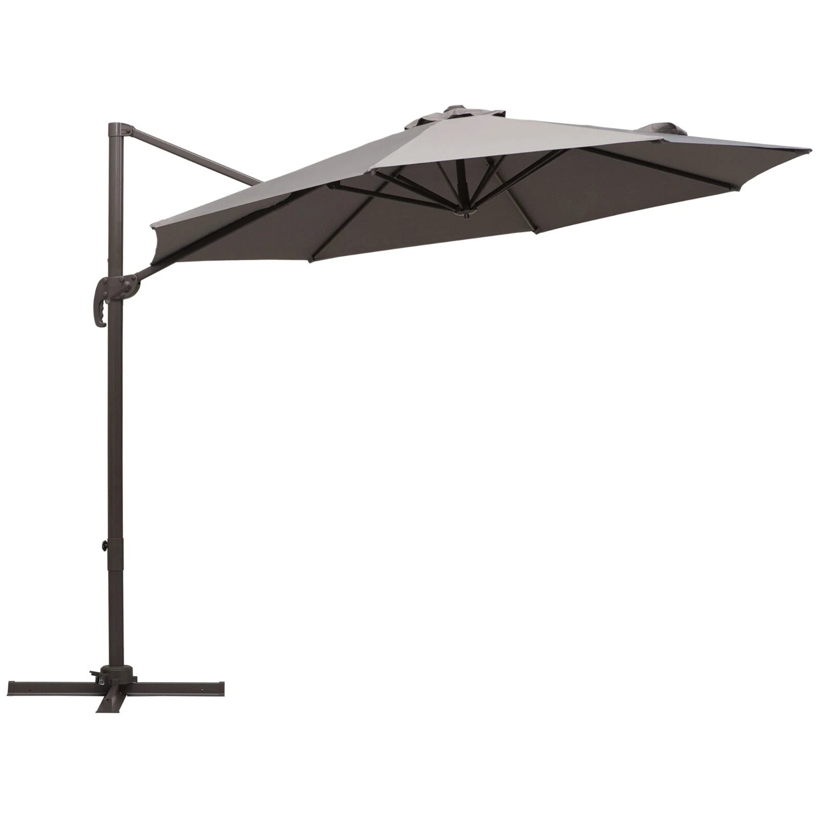 3m Cantilever Garden Parasol Aluminium Frame Outdoor Patio Umbrella Shade Grey - Home and Garden Furniture Shop - rustic - furniture
