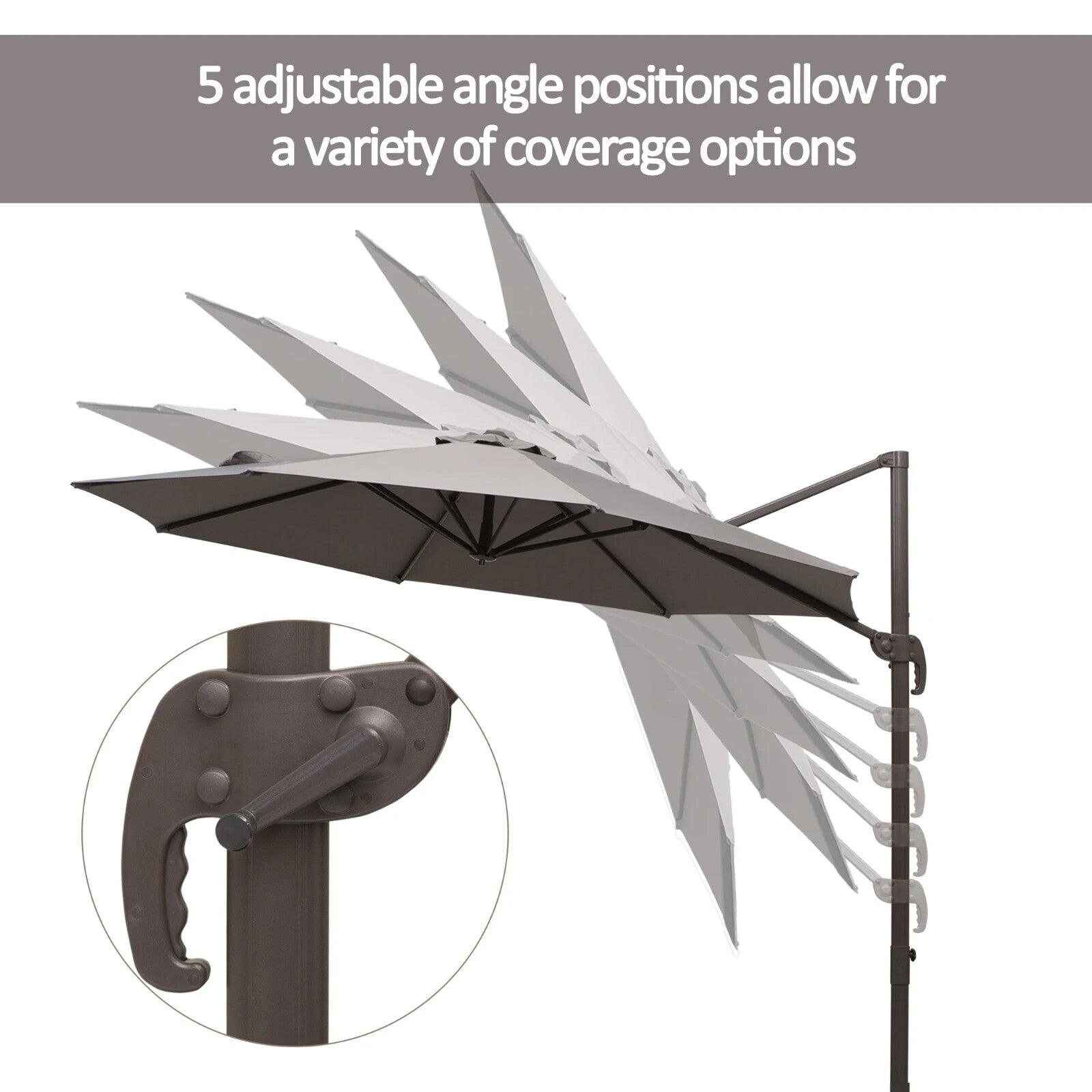 3m Cantilever Garden Parasol Aluminium Frame Outdoor Patio Umbrella Shade Grey - Home and Garden Furniture Shop - rustic - furniture