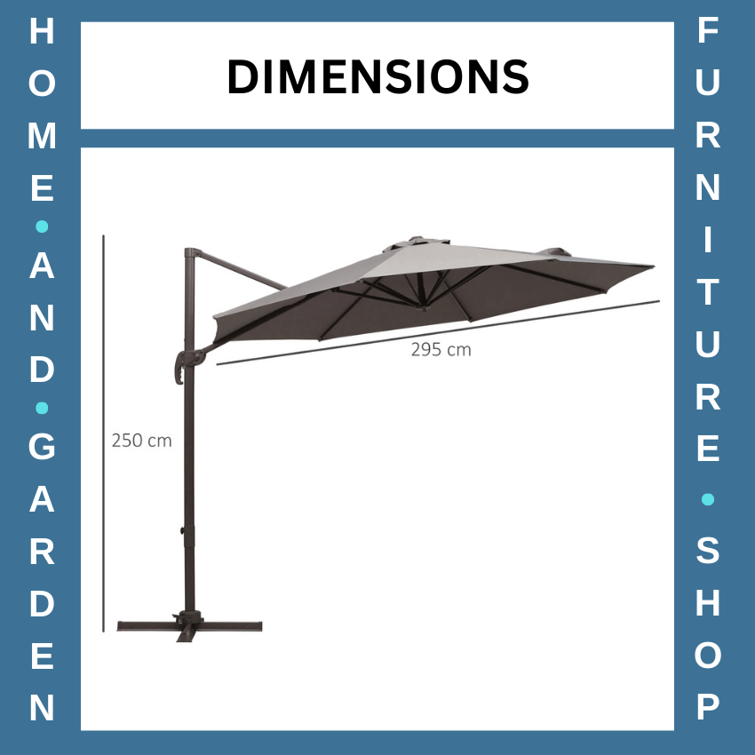 3m Cantilever Garden Parasol Aluminium Frame Outdoor Patio Umbrella Shade Grey - Home and Garden Furniture Shop - rustic - furniture