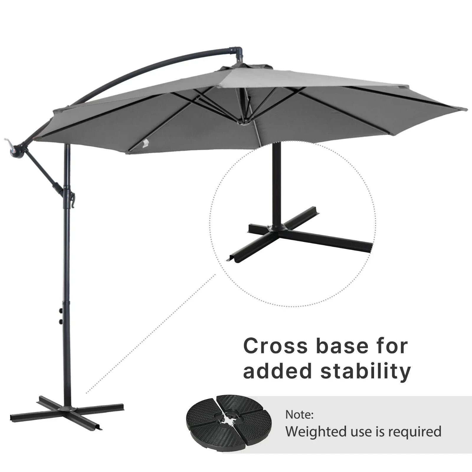 3m Cantilever Garden Parasol Hanging Banana Umbrella for Patio or Outdoor Shade - Home and Garden Furniture Shop - rustic - furniture