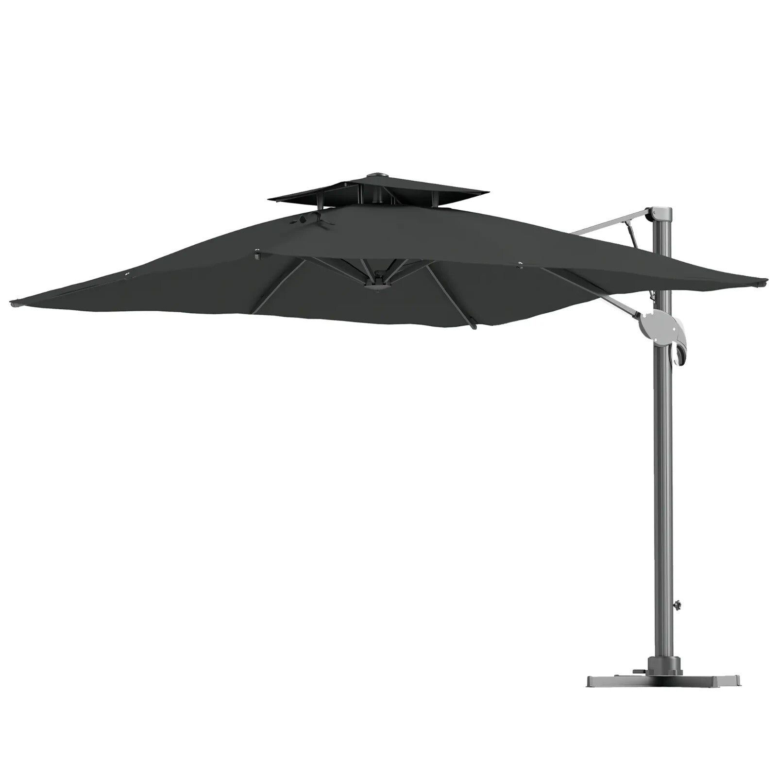 3m Cantilever Garden Parasol w/ Hydraulic Lift & Cross Base Dual Vented Sunshade - Home and Garden Furniture Shop - rustic - furniture