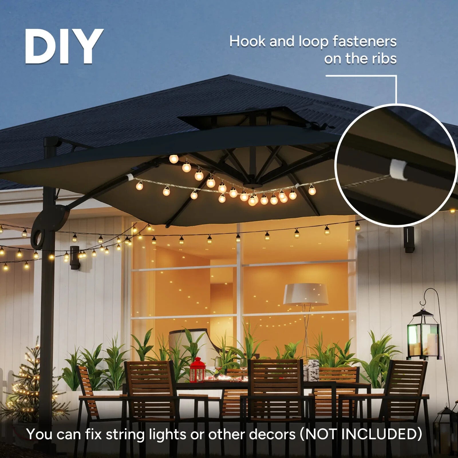 3m Cantilever Garden Parasol w/ Hydraulic Lift & Cross Base Dual Vented Sunshade - Home and Garden Furniture Shop - rustic - furniture