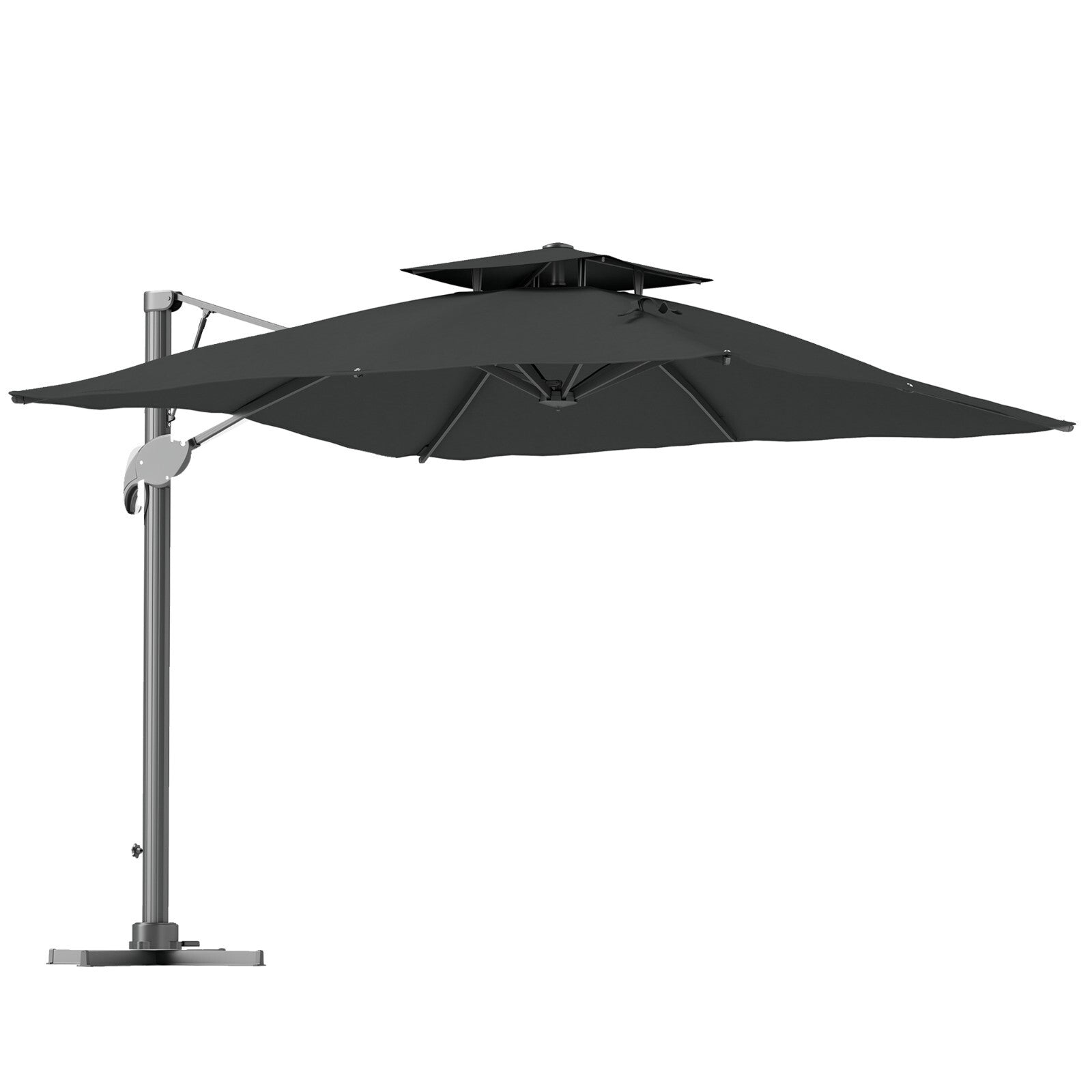 3m Cantilever Garden Parasol w/ Hydraulic Lift & Cross Base Dual Vented Sunshade - Home and Garden Furniture Shop - rustic - furniture