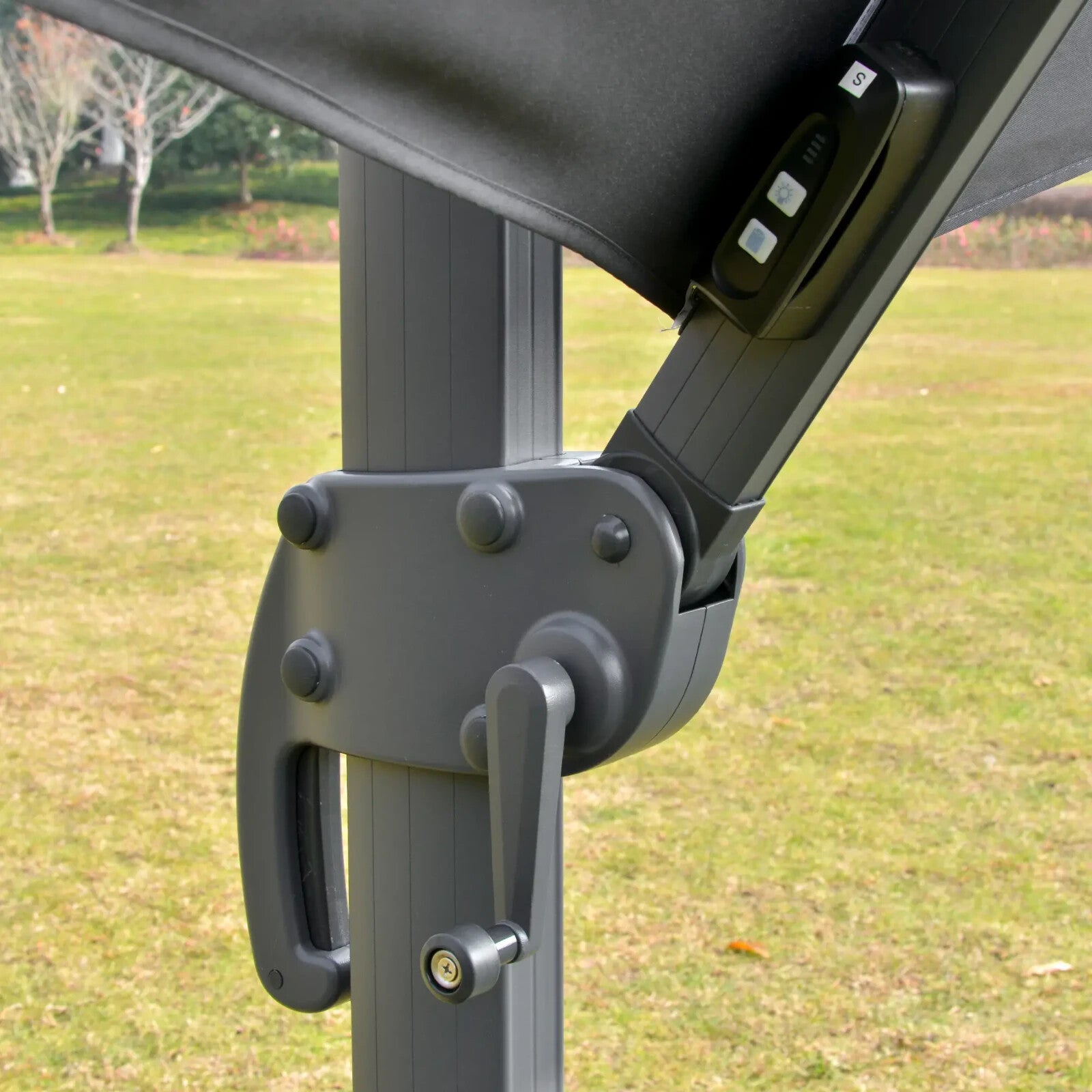 3m Cantilever Garden Parasol with LED Lights, Power Bank and 360° Rotating Base - Home and Garden Furniture Shop - rustic - furniture