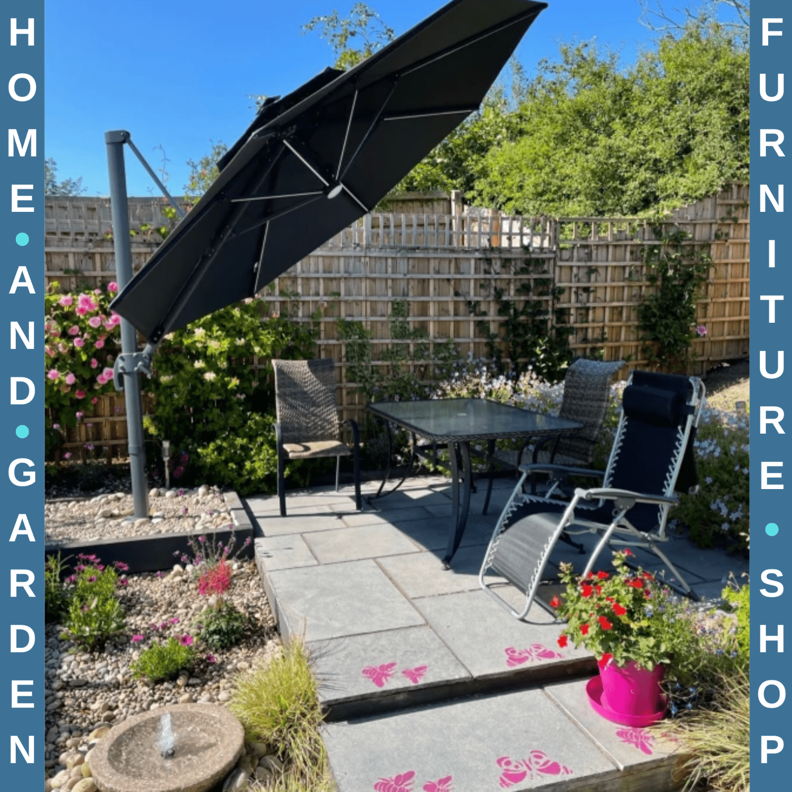 3m Cantilever Garden Parasol with LED Lights, Power Bank and 360° Rotating Base - Home and Garden Furniture Shop - rustic - furniture