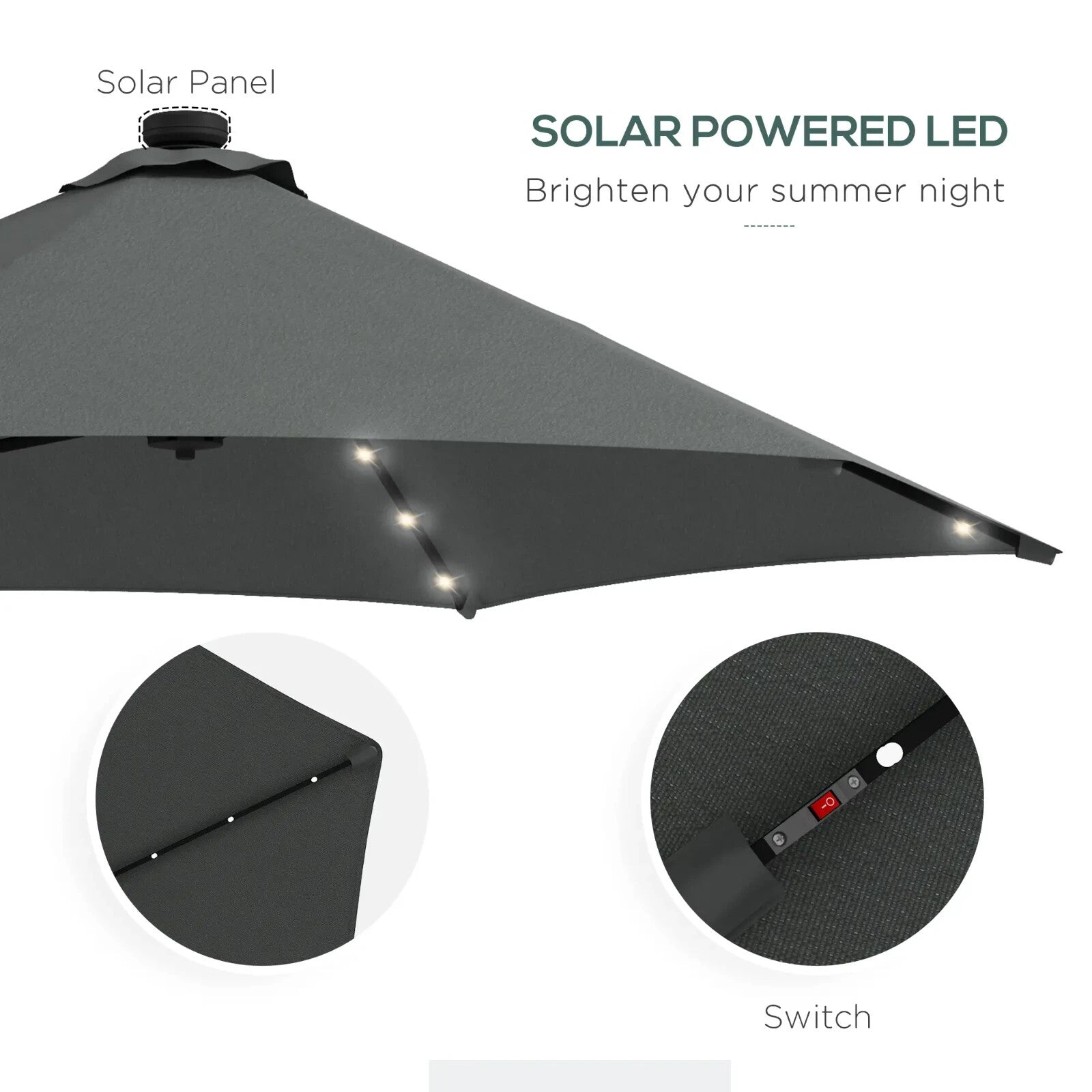 3m Cantilever Garden Parasol with Solar LED Base & Cover Outdoor Umbrella Shade - Home and Garden Furniture Shop - rustic - furniture