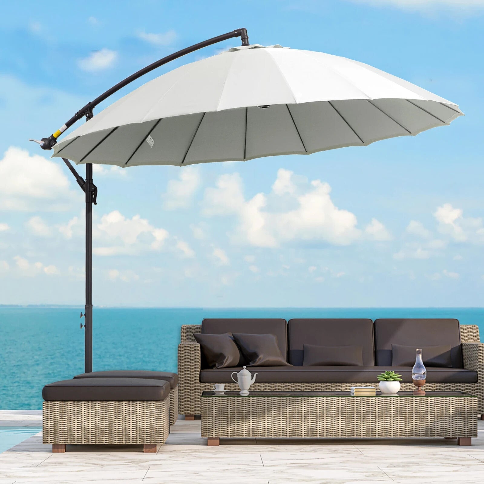 3m Cantilever Garden Umbrella with 18 Ribs Vents & Tilt for Patio or Outdoor Use - Home and Garden Furniture Shop - rustic - furniture
