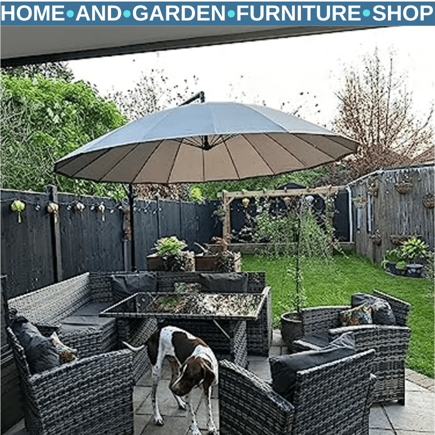 3m Cantilever Garden Umbrella with 18 Ribs Vents & Tilt for Patio or Outdoor Use - Home and Garden Furniture Shop - rustic - furniture