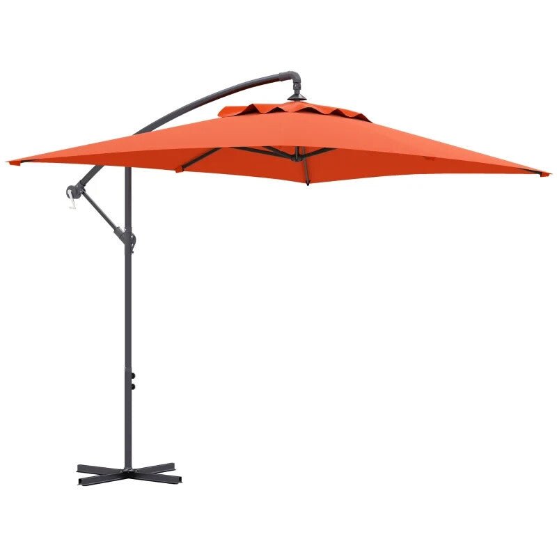 3m Cantilever Overhanging Parasol with Cross Base Garden Outdoor Umbrella Orange - Home and Garden Furniture Shop - rustic - furniture