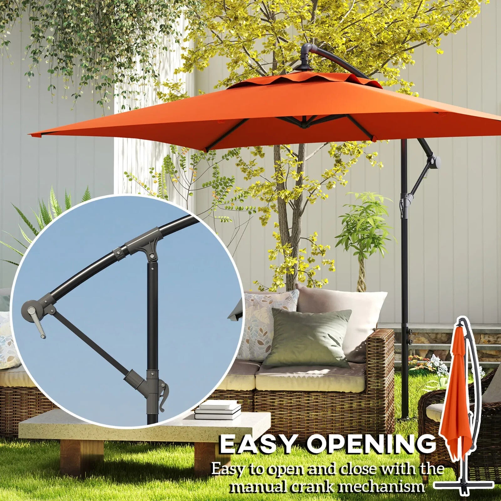 3m Cantilever Overhanging Parasol with Cross Base Garden Outdoor Umbrella Orange - Home and Garden Furniture Shop - rustic - furniture