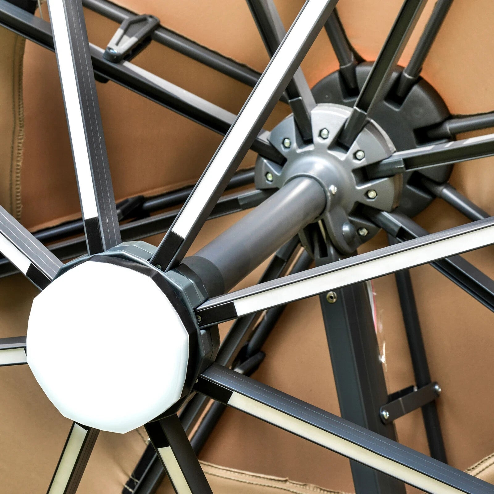 3m Cantilever Parasol w/ Solar Lights Power Bank & 360° Rotating Base for Garden - Home and Garden Furniture Shop - rustic - furniture