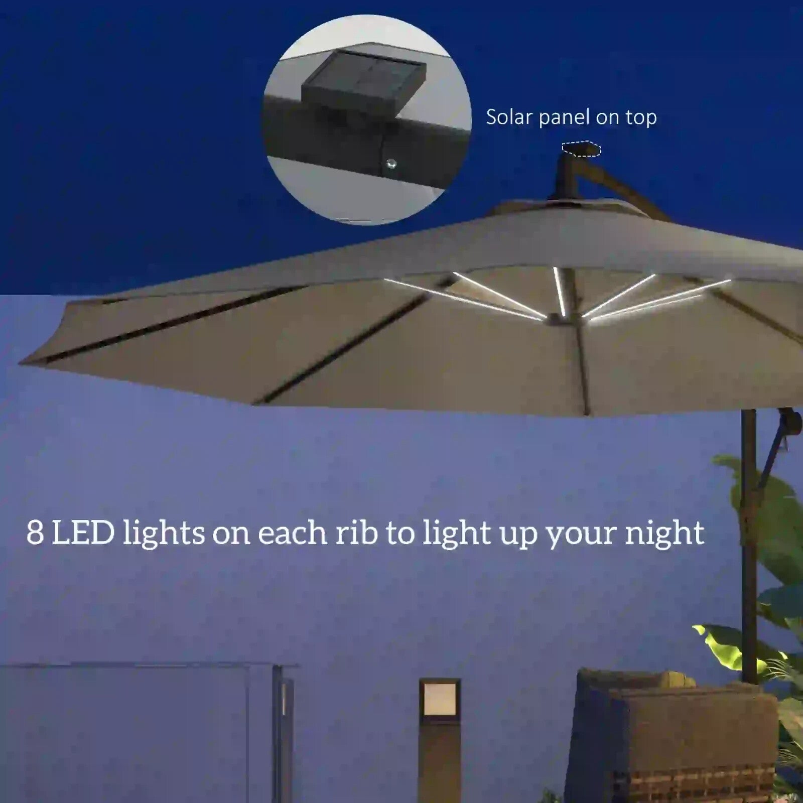 3m Cantilever Parasol with Base Solar LED Lights Crank Handle Garden Umbrella - Home and Garden Furniture Shop - rustic - furniture