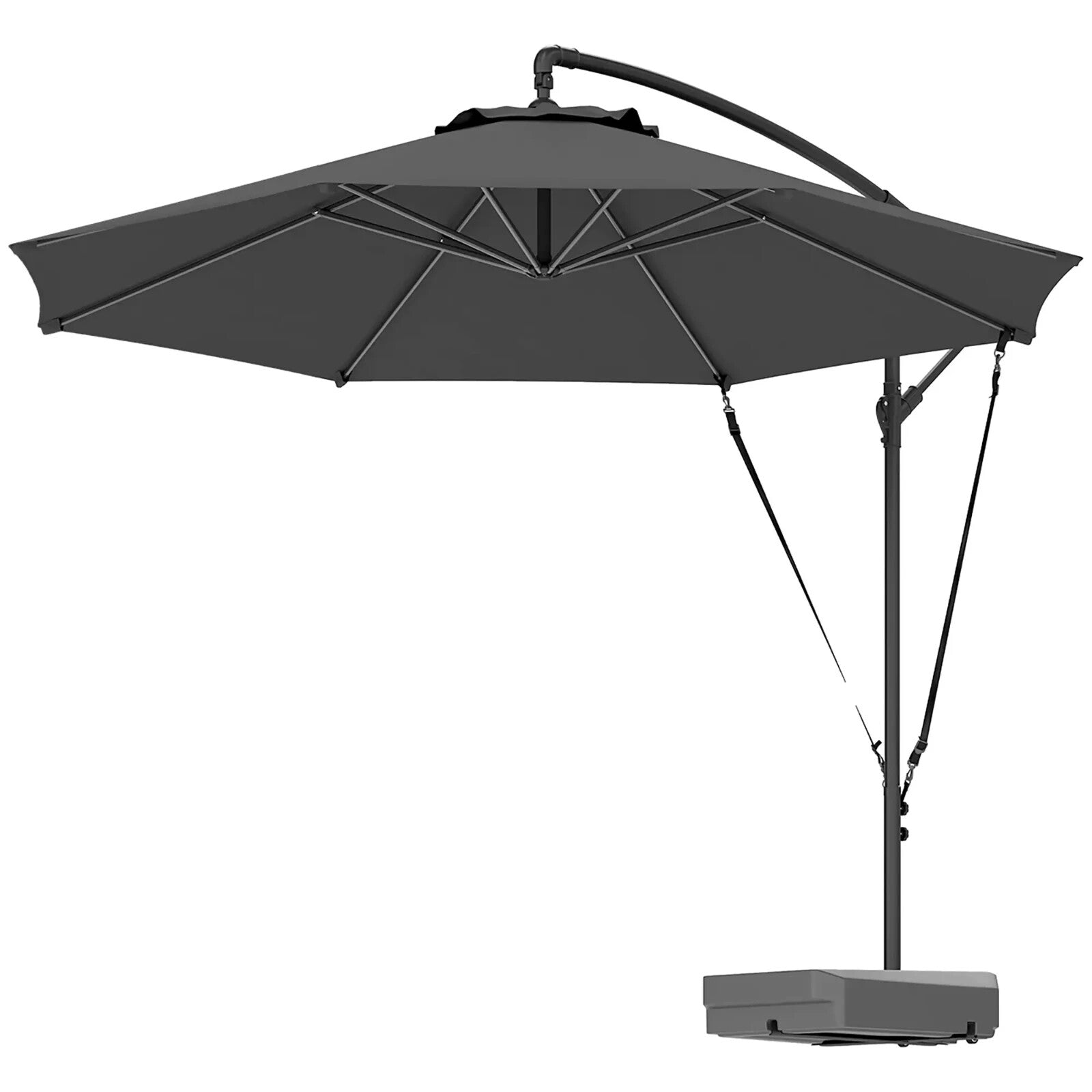 3m Garden Cantilever Parasol Fillable Base Wind Strap Cover Banana Umbrella Grey - Home and Garden Furniture Shop - rustic - furniture