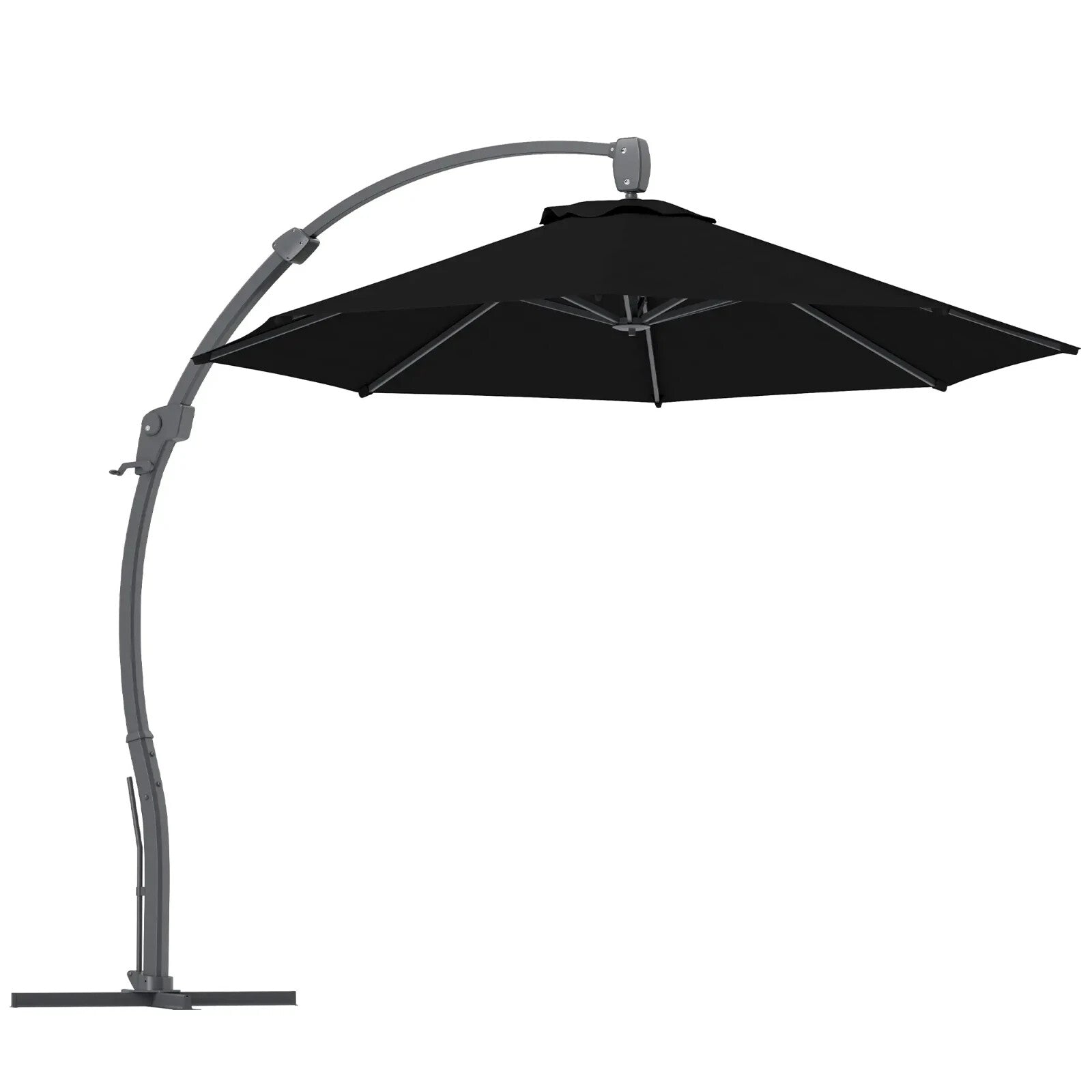 3m Garden Cantilever Parasol Overhanging Umbrella with Crank Handle & Base Black - Home and Garden Furniture Shop - rustic - furniture