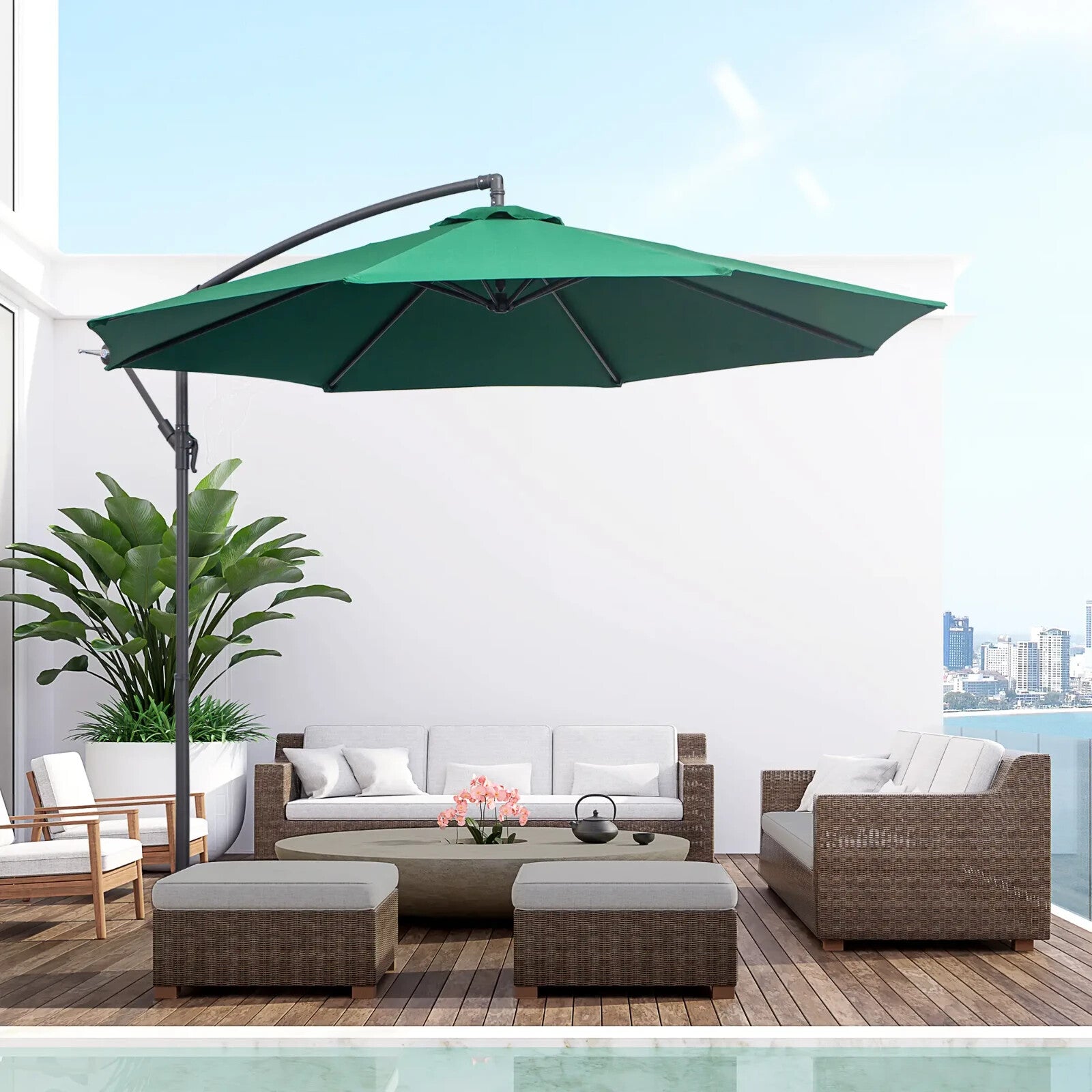 3m Hanging Banana Garden Parasol Cantilever Patio Sun Umbrella Outdoor Shade - Home and Garden Furniture Shop - rustic - furniture