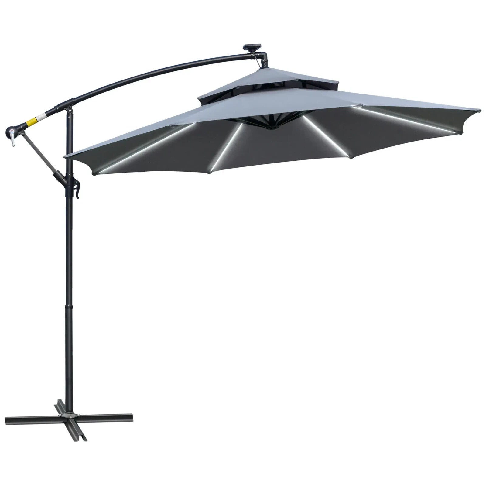 3m LED Cantilever Parasol Banana Hanging Umbrella with Solar Lights and Crank - Home and Garden Furniture Shop - rustic - furniture