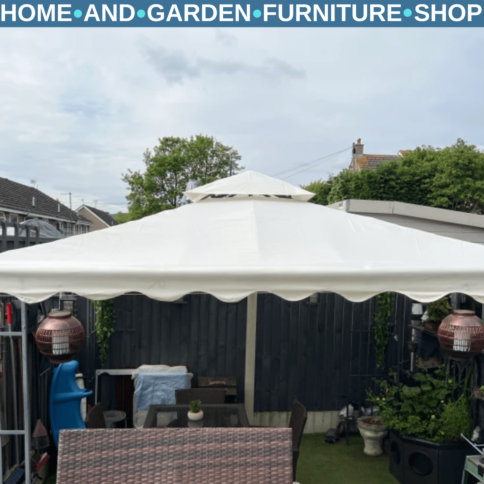 3m x 3m Gazebo Canopy Replacement Cover 2 - Tier Replacement Gazebo Roof Cream Sun - Home and Garden Furniture Shop - #rustic - furniture#
