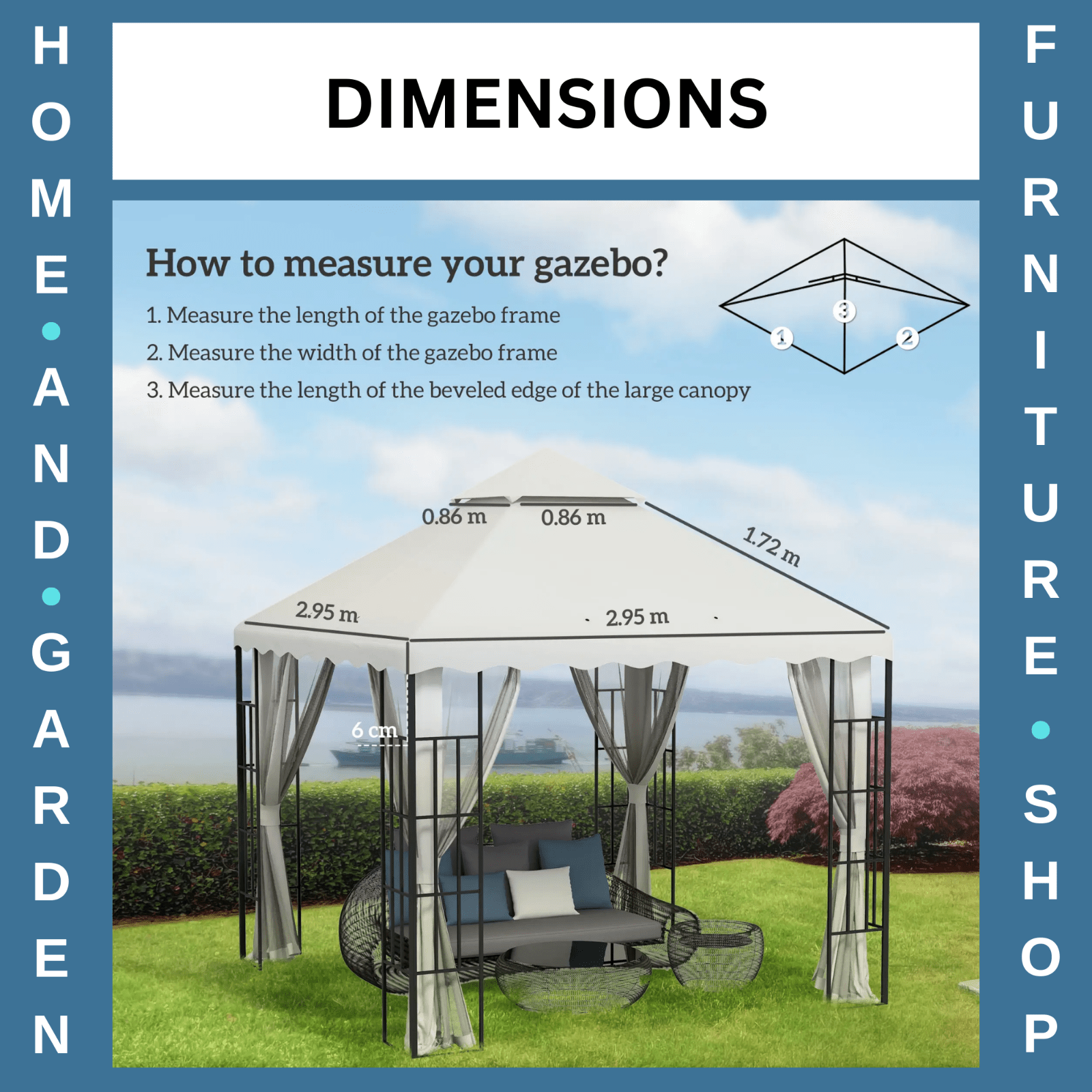 3m x 3m Gazebo Canopy Replacement Cover 2 - Tier Replacement Gazebo Roof Cream Sun - Home and Garden Furniture Shop - #rustic - furniture#