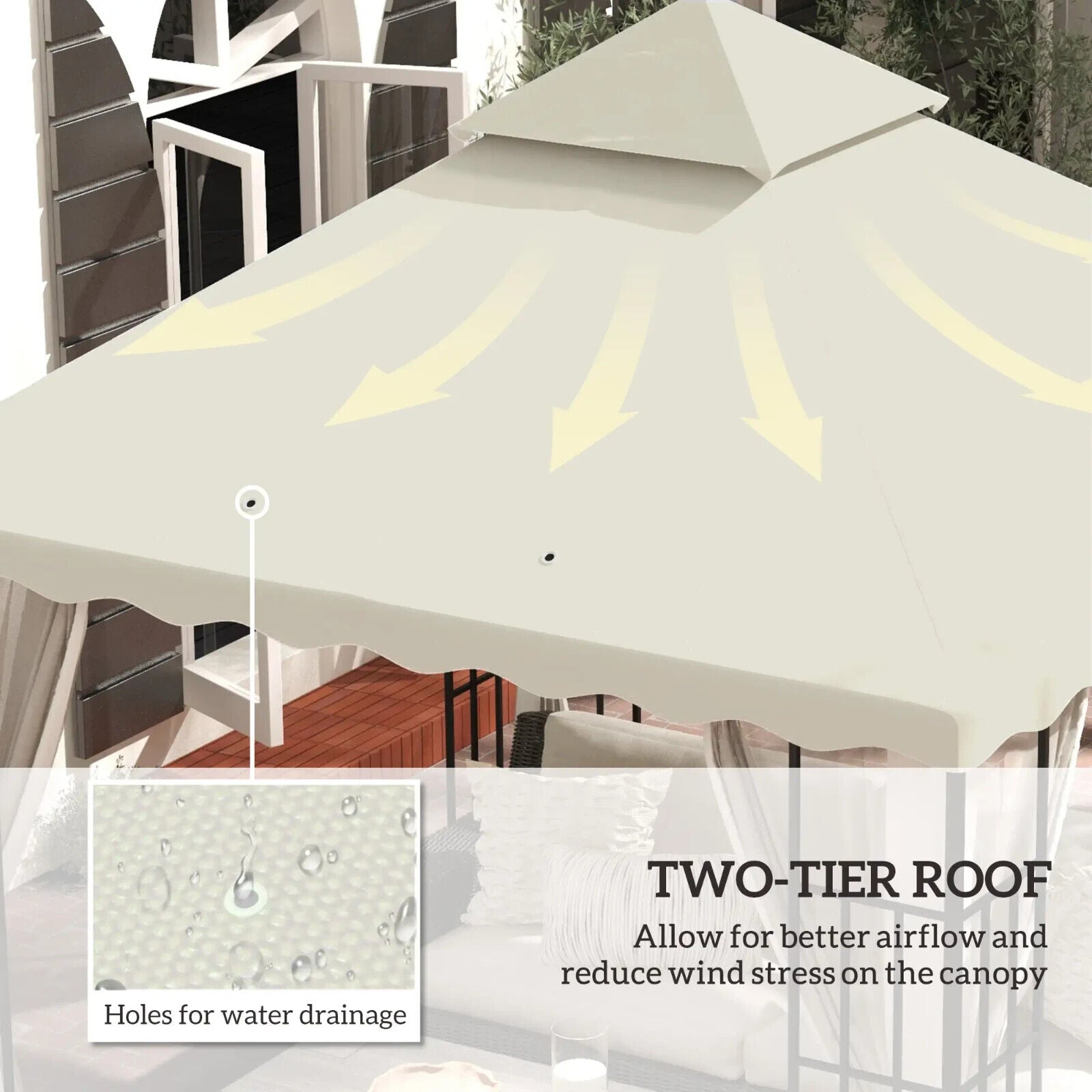 3m x 3m Gazebo Canopy Replacement Cover 2 - Tier Replacement Gazebo Roof Cream Sun - Home and Garden Furniture Shop - #rustic - furniture#