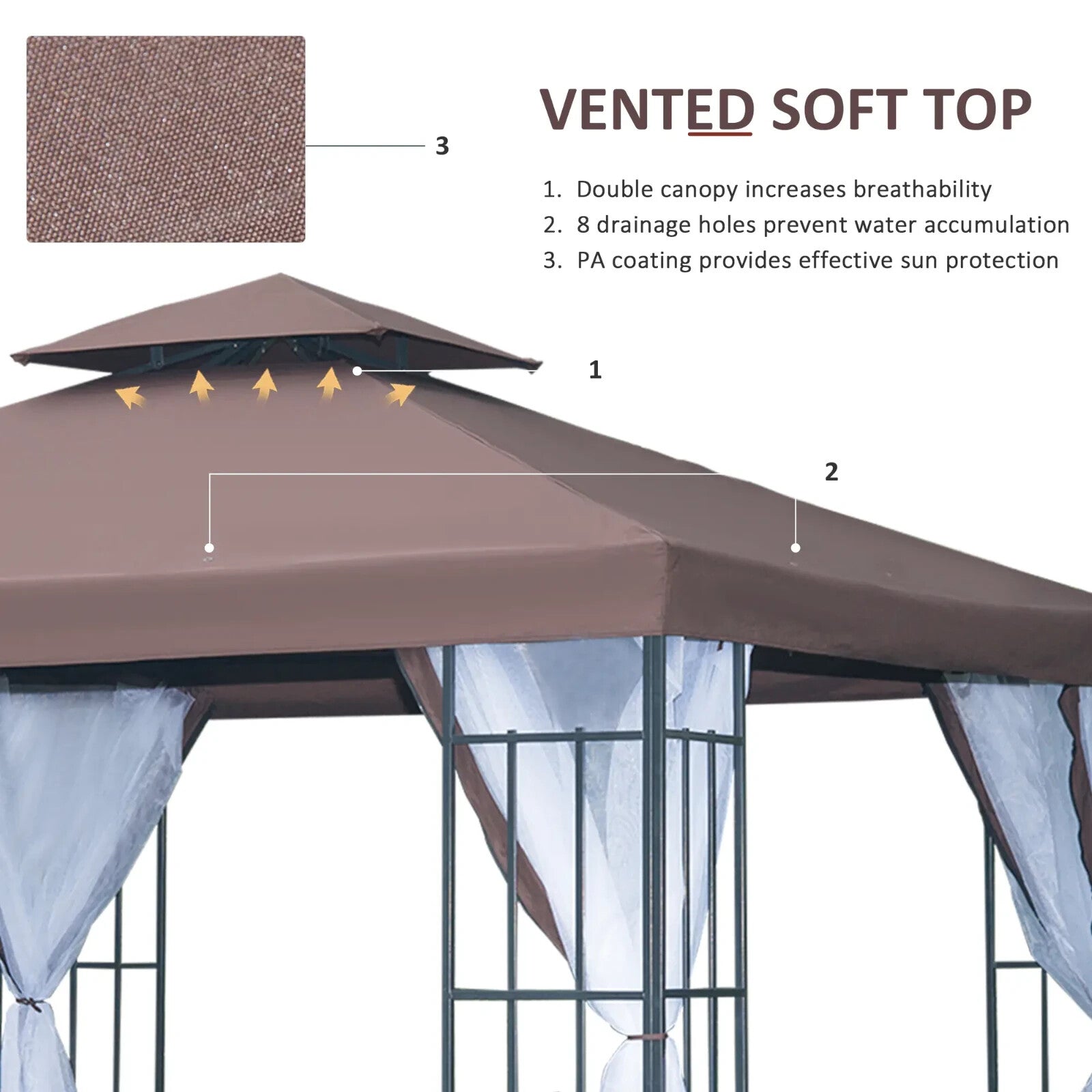 3m x 3m Two Tier Metal Gazebo Party Tent Outdoor Garden Patio Canopy Shelter - Home and Garden Furniture Shop - rustic - furniture