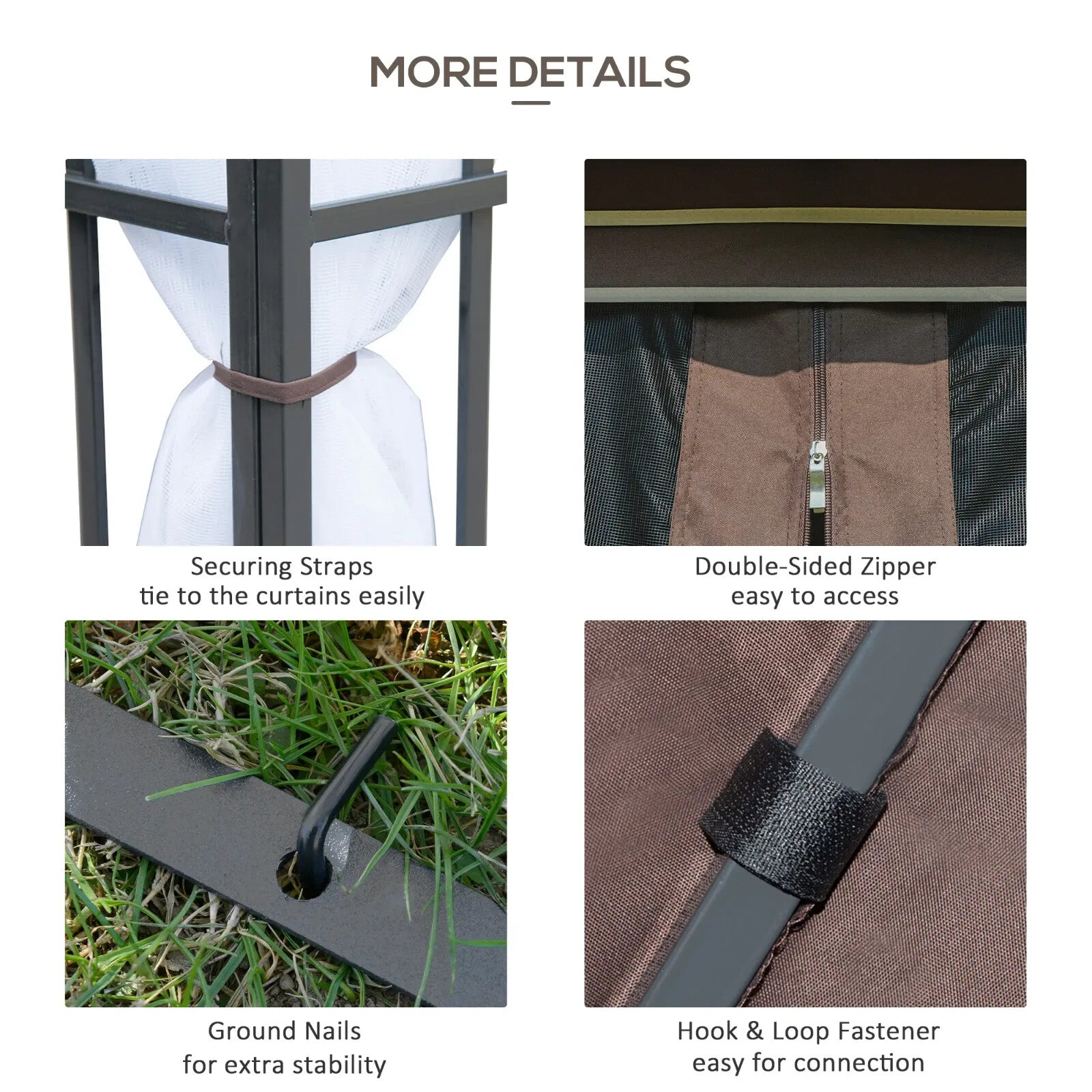 3m x 3m Two Tier Metal Gazebo Party Tent Outdoor Garden Patio Canopy Shelter - Home and Garden Furniture Shop - rustic - furniture