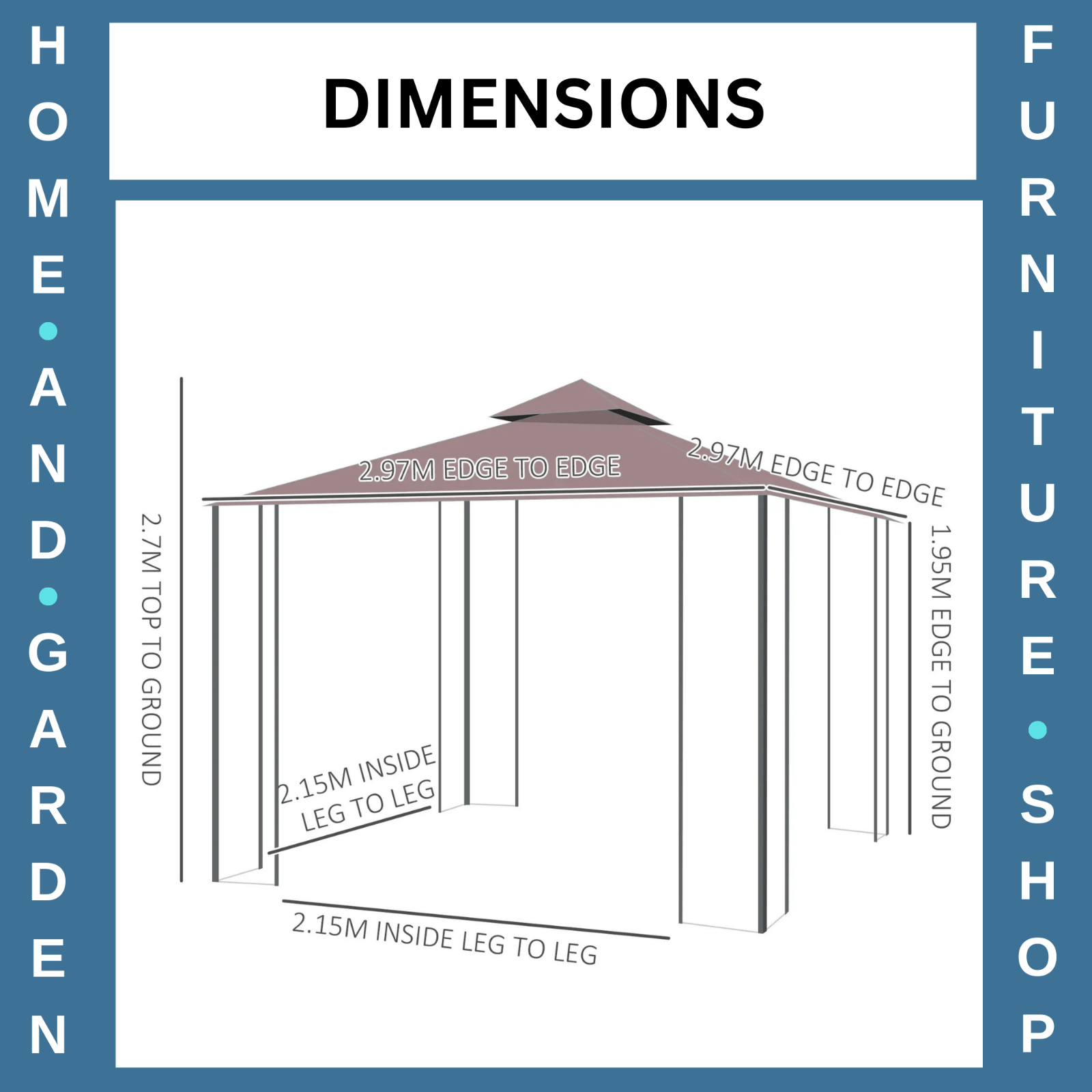3m x 3m Two Tier Metal Gazebo Party Tent Outdoor Garden Patio Canopy Shelter - Home and Garden Furniture Shop - rustic - furniture