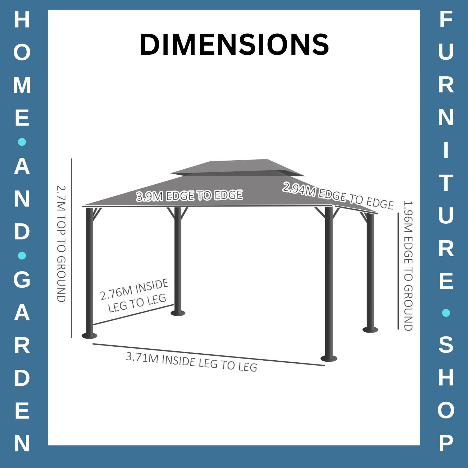 3m x 4m 2 Tier Garden Gazebo Heavy Duty Aluminium Marquee Party Tent Light Grey - Home and Garden Furniture Shop - #rustic - furniture#