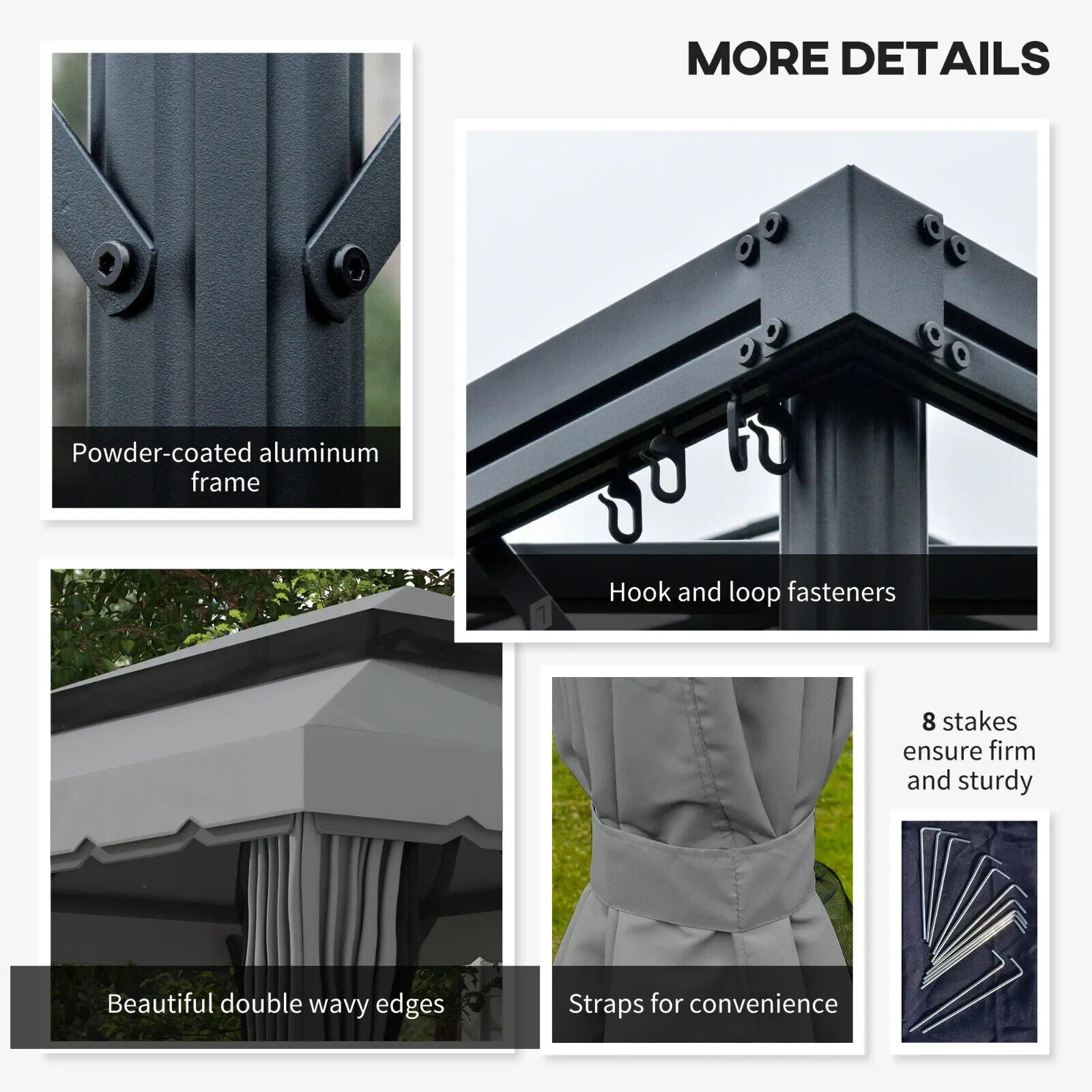 3m x 4m 2 Tier Garden Gazebo Heavy Duty Aluminium Marquee Party Tent Light Grey - Home and Garden Furniture Shop - #rustic - furniture#