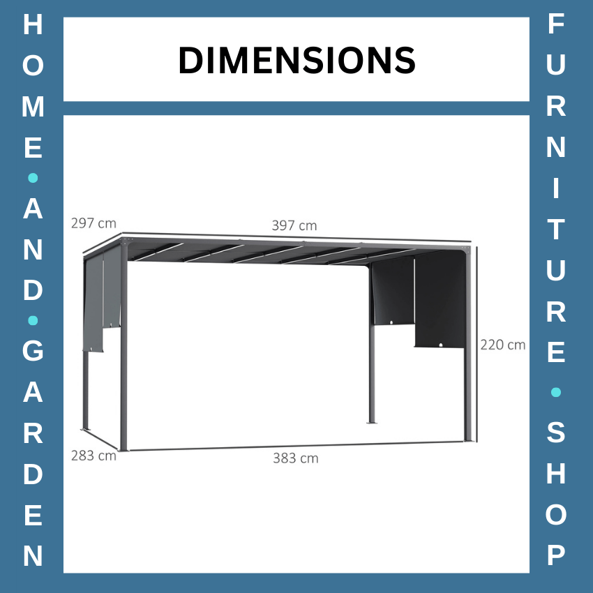 3m x 4m Metal Garden Pergola with Retractable Roof and Solar LED Lights for BBQ - Home and Garden Furniture Shop - rustic - furniture