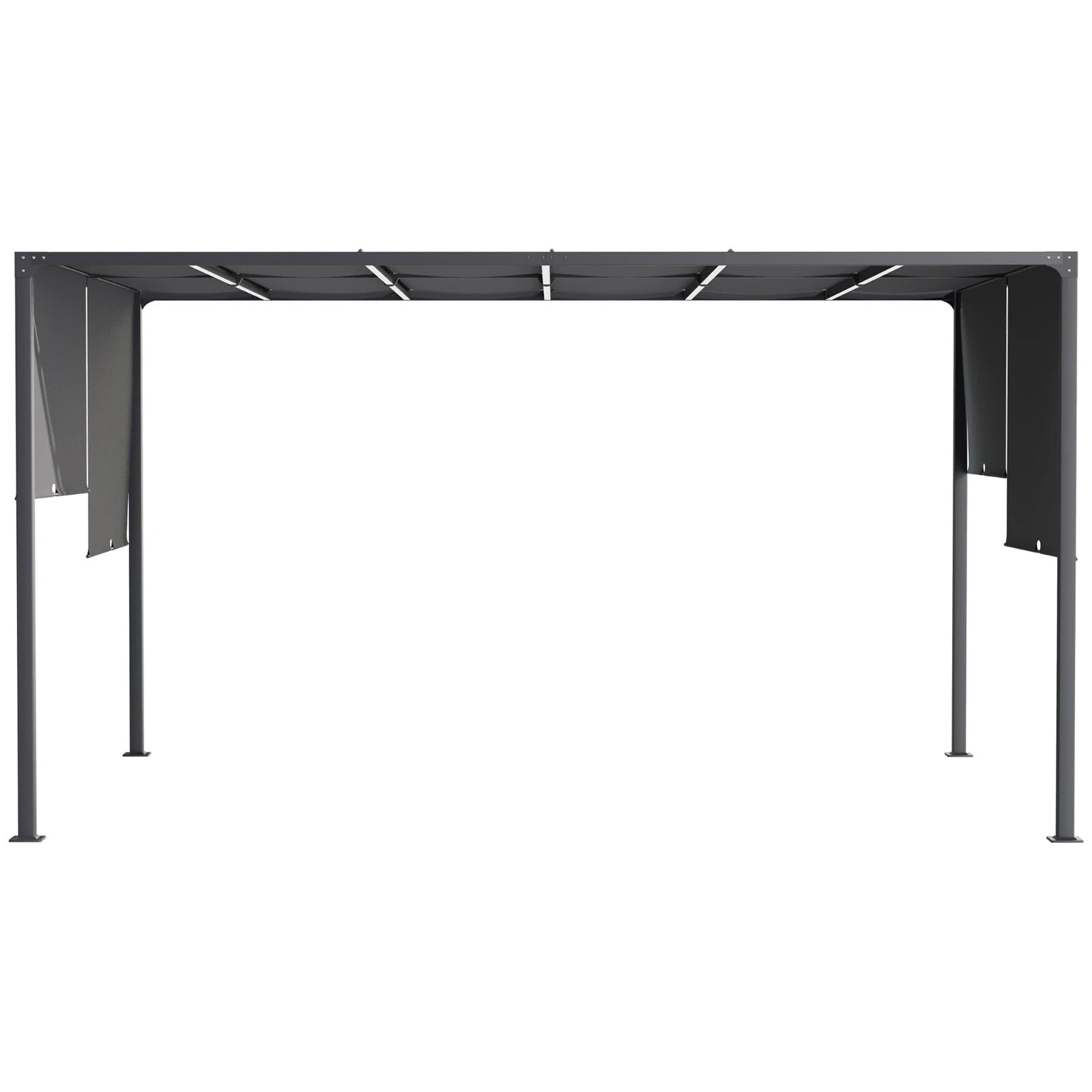 3m x 4m Metal Garden Pergola with Retractable Roof and Solar LED Lights for BBQ - Home and Garden Furniture Shop - rustic - furniture