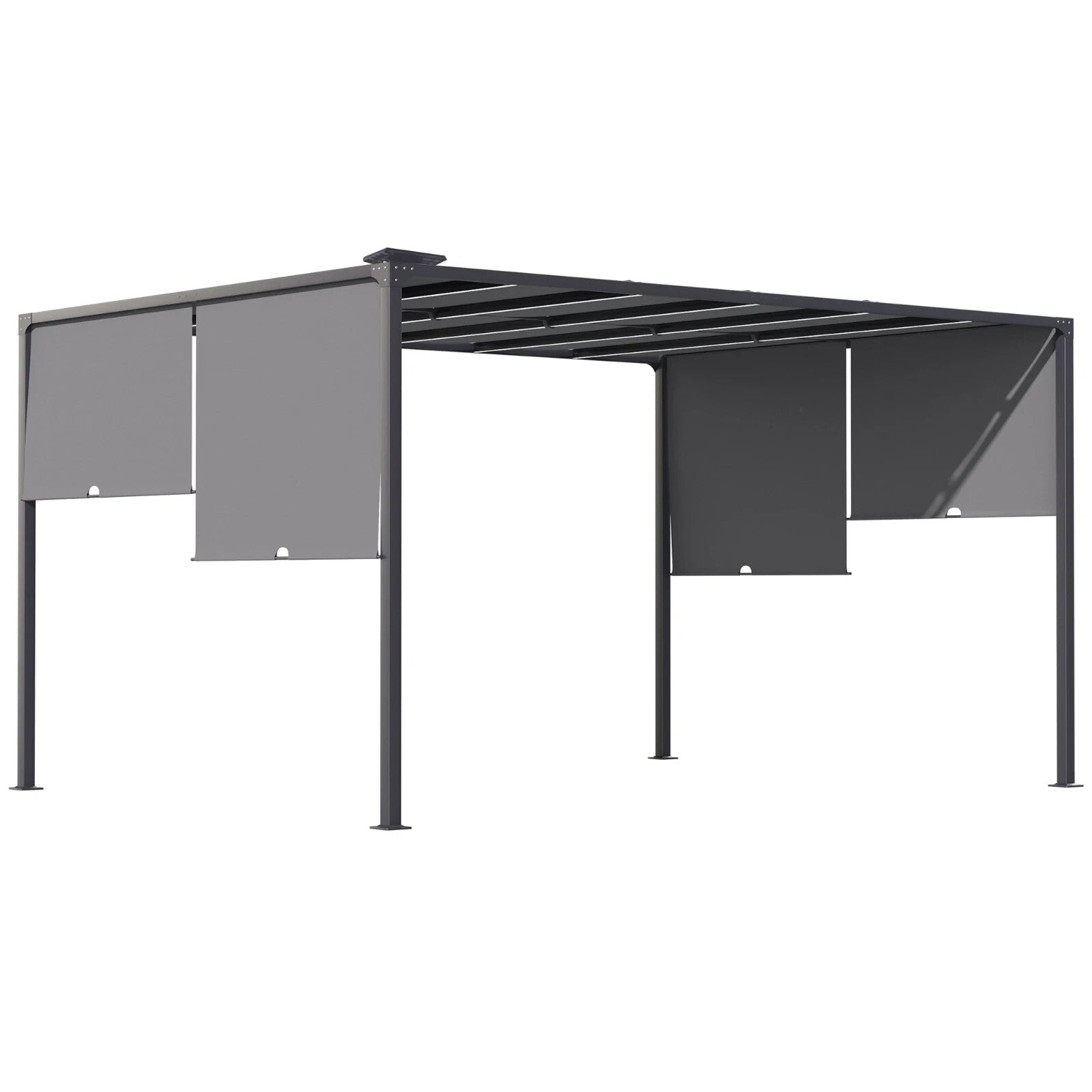 3m x 4m Metal Garden Pergola with Retractable Roof and Solar LED Lights for BBQ - Home and Garden Furniture Shop - rustic - furniture
