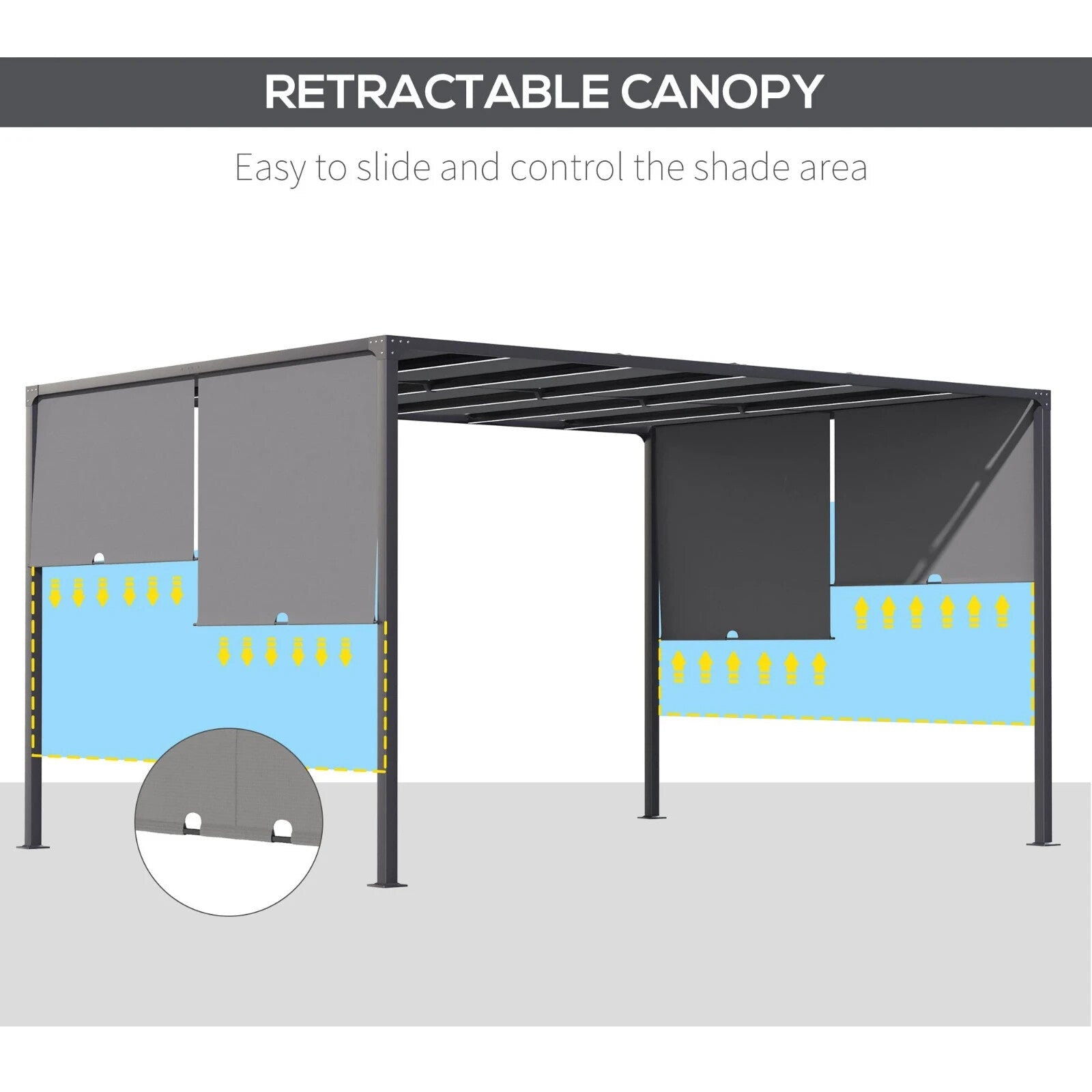 3m x 4m Metal Garden Pergola with Retractable Roof and Solar LED Lights for BBQ - Home and Garden Furniture Shop - rustic - furniture