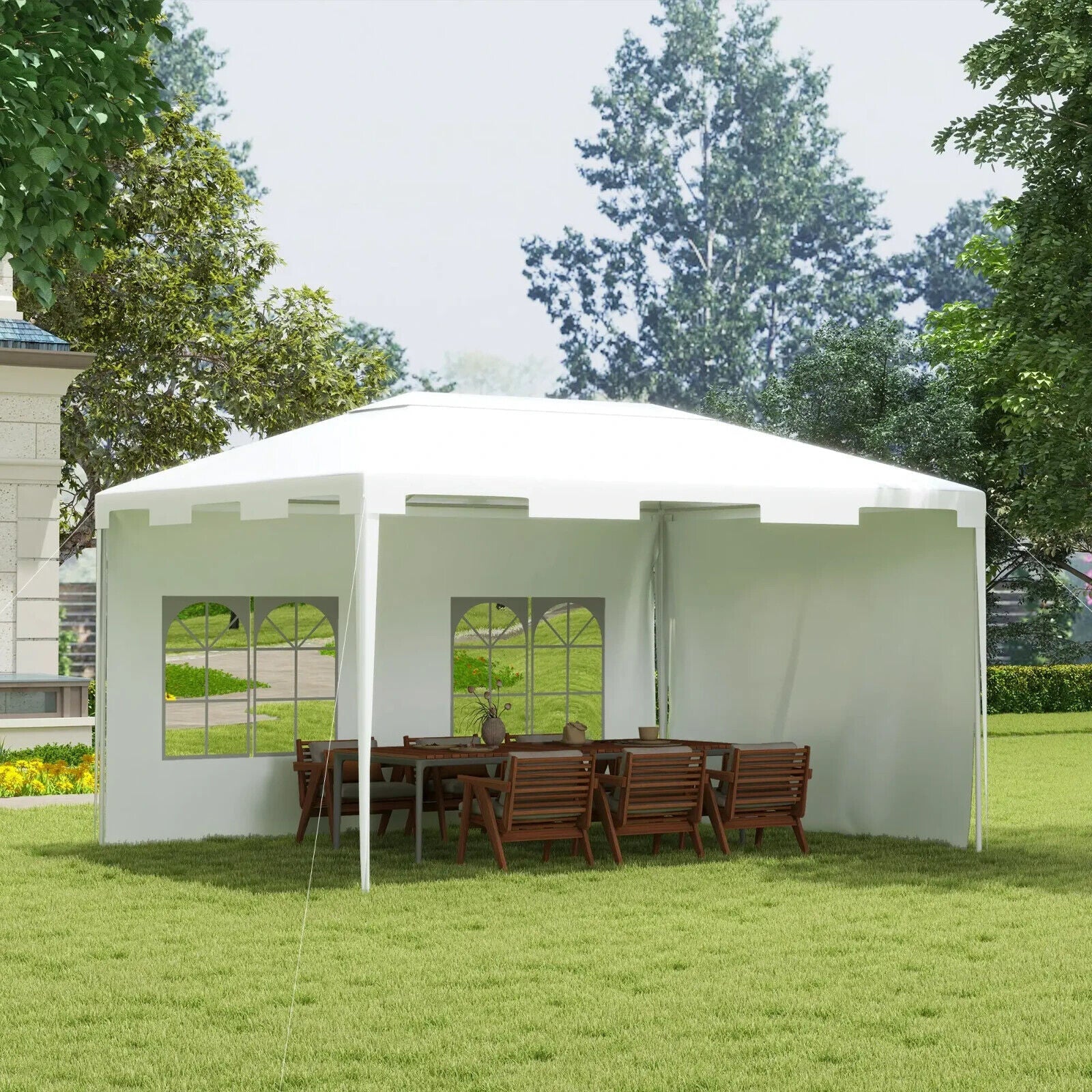 3m x 4m Outdoor Garden Gazebo Wedding Party Tent Canopy Marquee White Shelter - Home and Garden Furniture Shop - #rustic - furniture#
