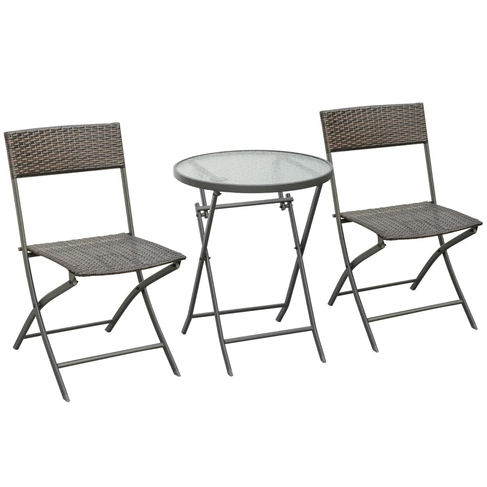 3PC Rattan Bistro Set Folding Chairs Coffee Table Garden Outdoor Furniture - Home and Garden Furniture Shop - #rustic - furniture#
