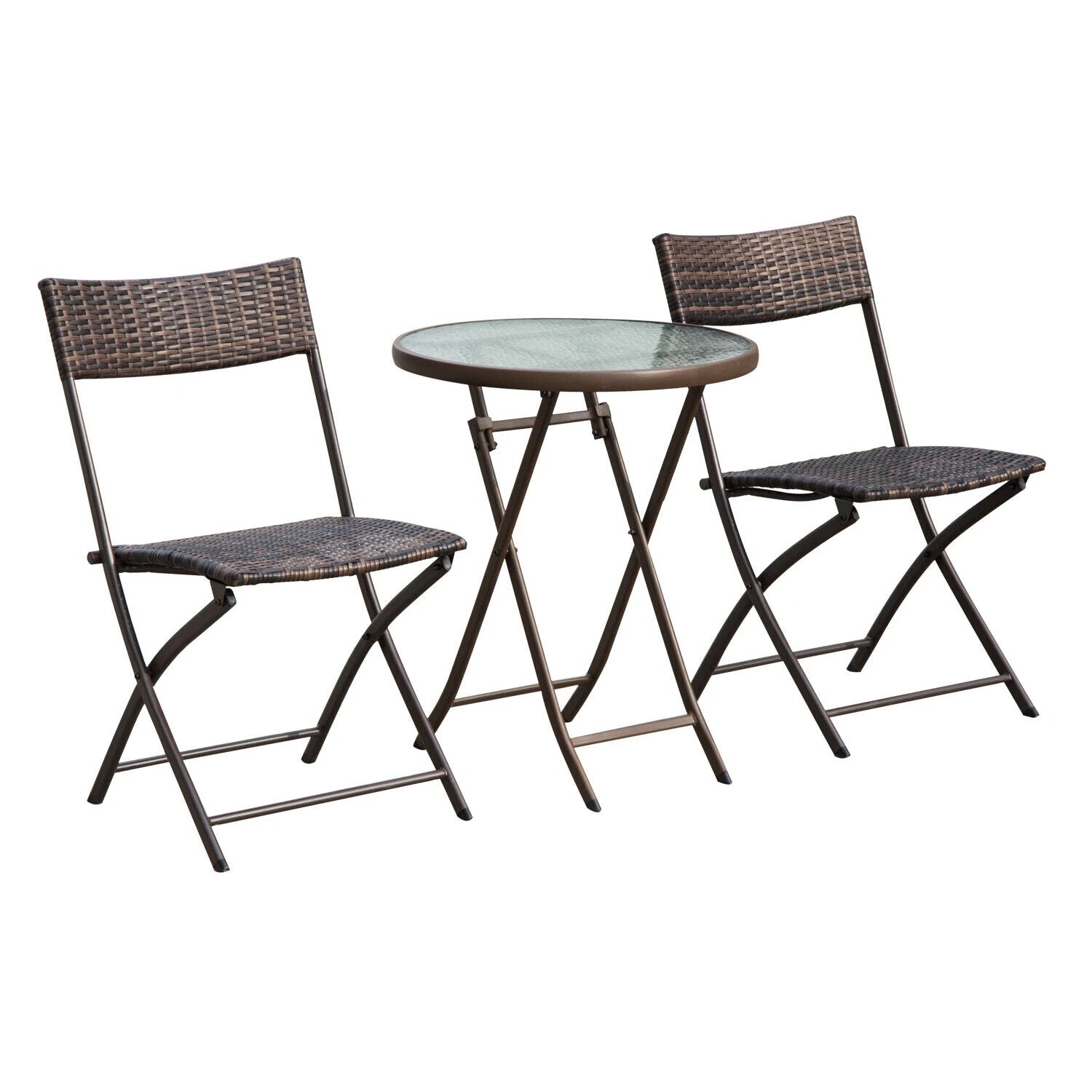 3PC Rattan Bistro Set Folding Chairs Coffee Table Garden Outdoor Furniture - Home and Garden Furniture Shop - #rustic - furniture#