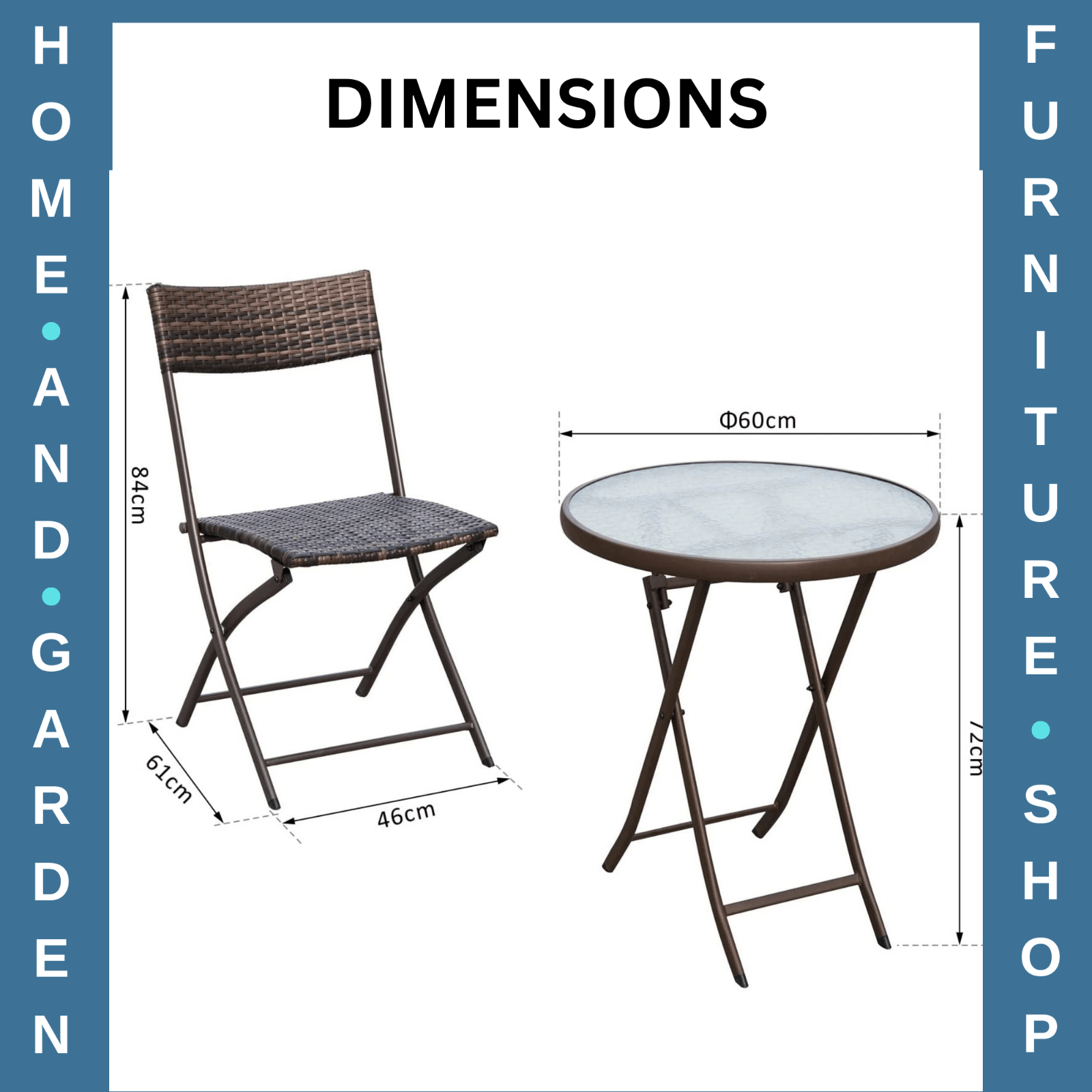 3PC Rattan Bistro Set Folding Chairs Coffee Table Garden Outdoor Furniture - Home and Garden Furniture Shop - #rustic - furniture#