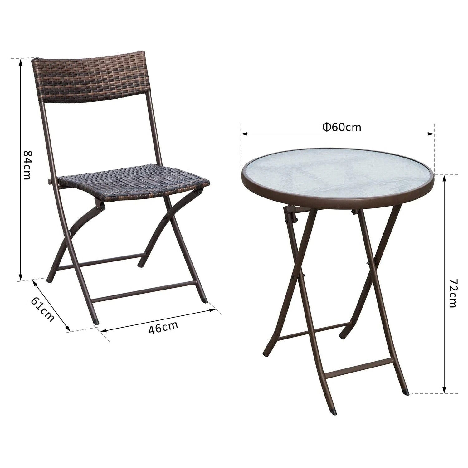 3PC Rattan Bistro Set Folding Chairs Coffee Table Garden Outdoor Furniture - Home and Garden Furniture Shop - #rustic - furniture#