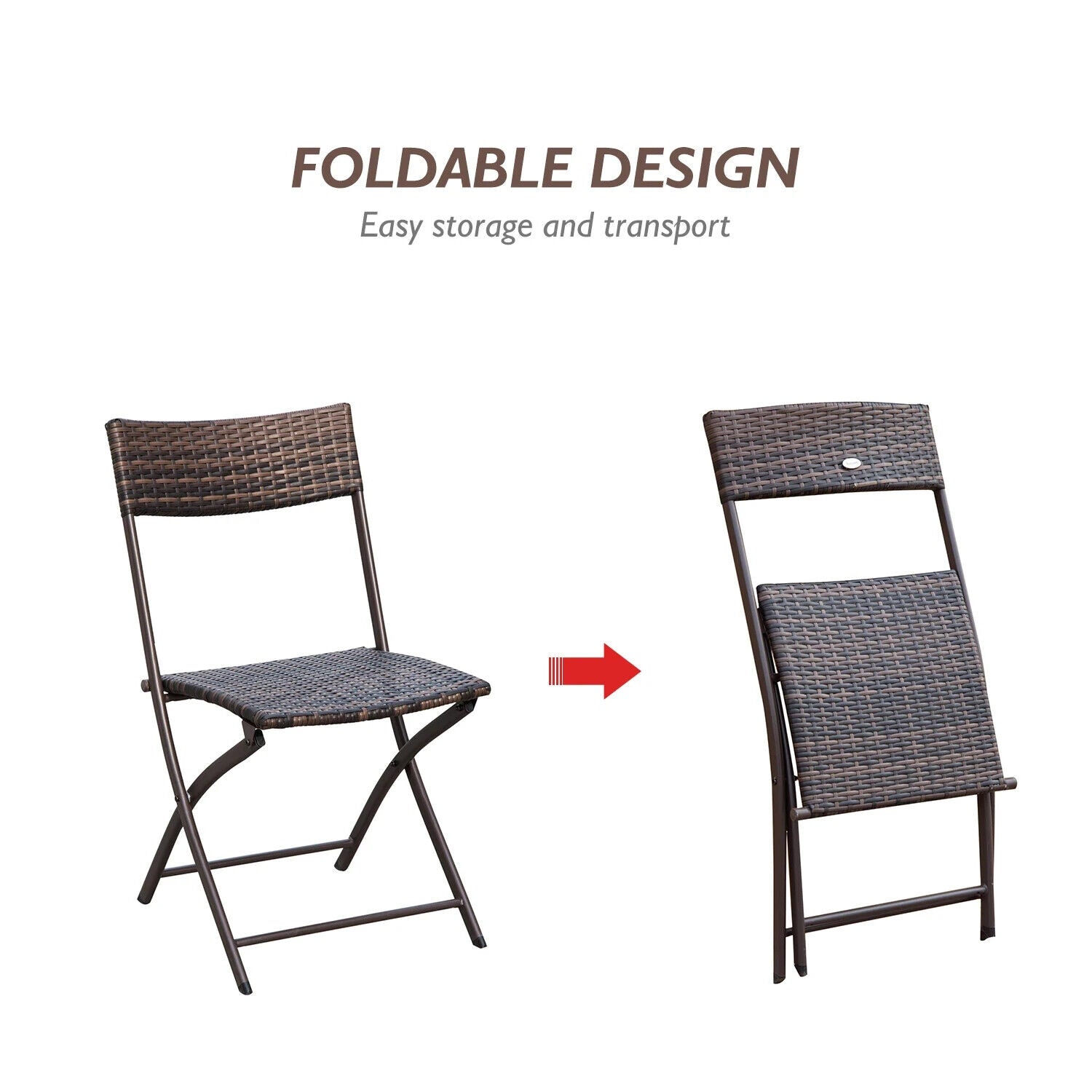 3PC Rattan Bistro Set Folding Chairs Coffee Table Garden Outdoor Furniture - Home and Garden Furniture Shop - #rustic - furniture#