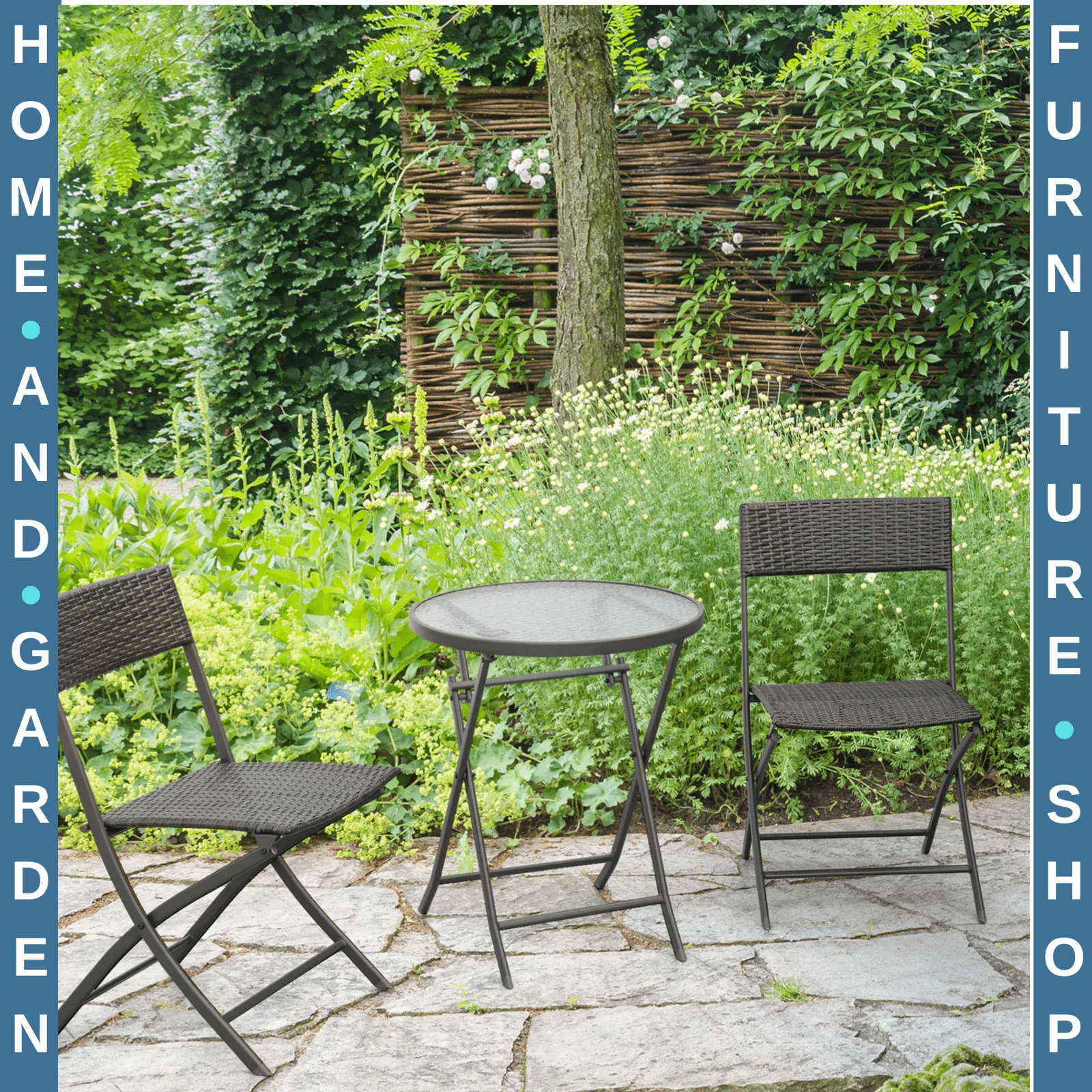 3PC Rattan Bistro Set Folding Chairs Coffee Table Garden Outdoor Furniture - Home and Garden Furniture Shop - #rustic - furniture#