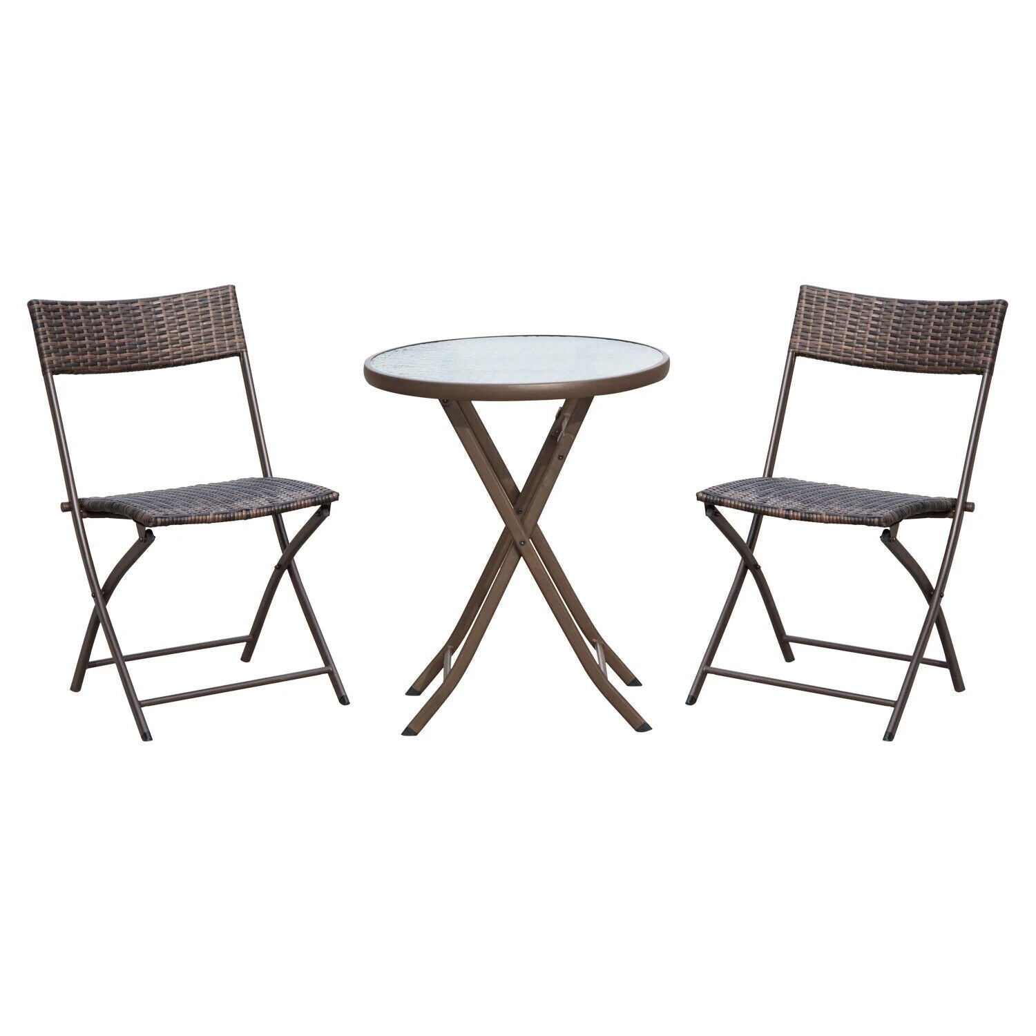 3PC Rattan Bistro Set Folding Chairs Coffee Table Garden Outdoor Furniture - Home and Garden Furniture Shop - #rustic - furniture#
