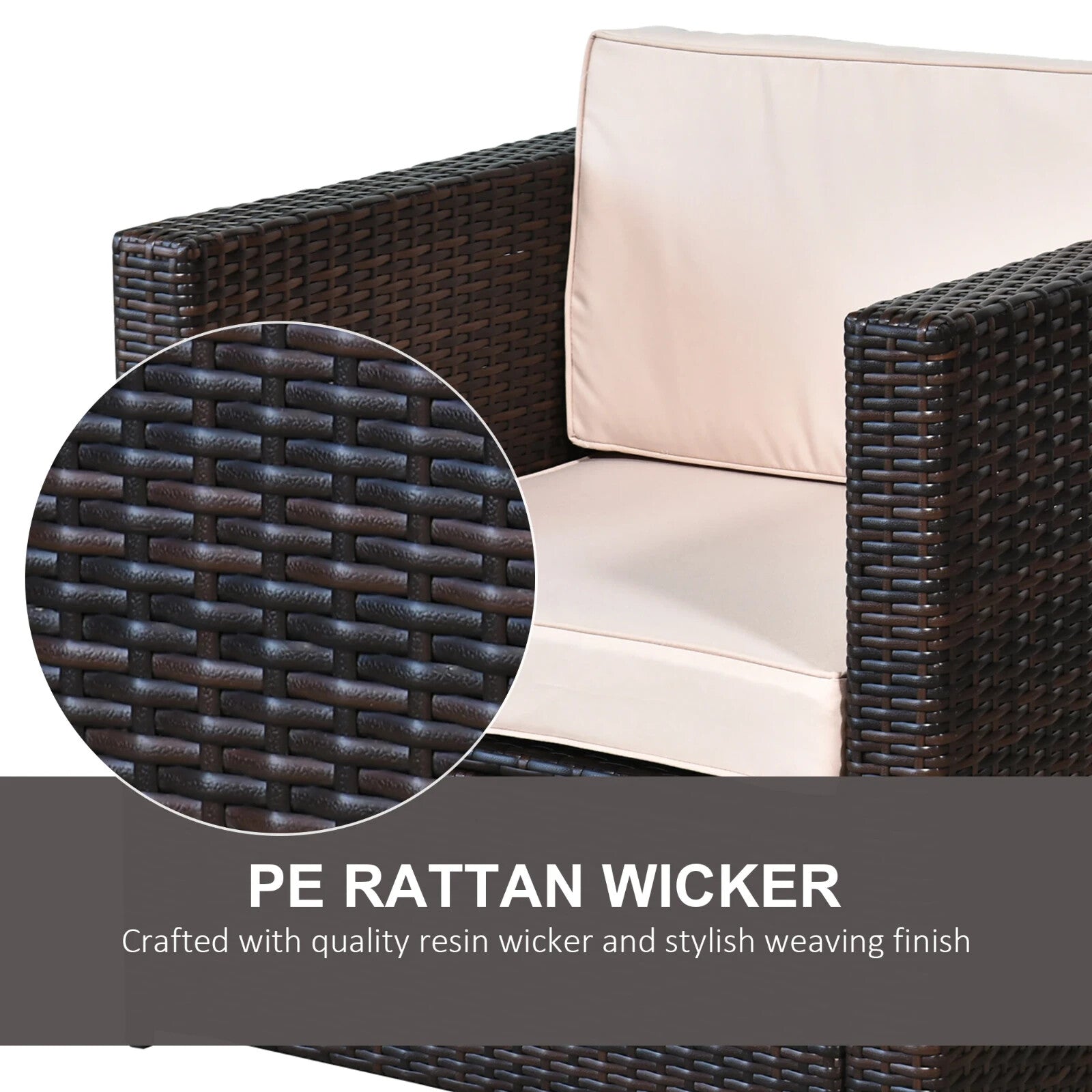 3Pcs Patio 2 Seater Rattan Sofa Garden Furniture Set Coffee Table Seat Cushions - Home and Garden Furniture Shop - rustic - furniture