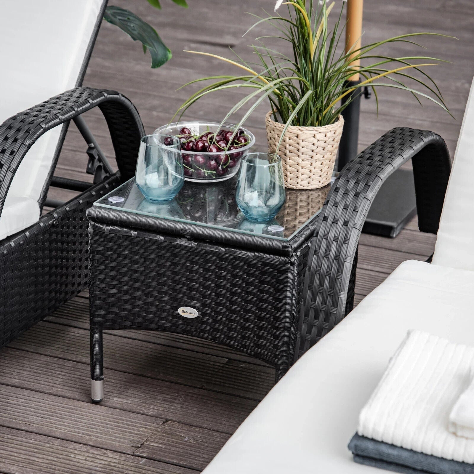 3pcs Rattan Sun Lounger Set Wicker Sofa Day Bed Recliner Garden Furniture 200cm - Home and Garden Furniture Shop - #rustic - furniture#