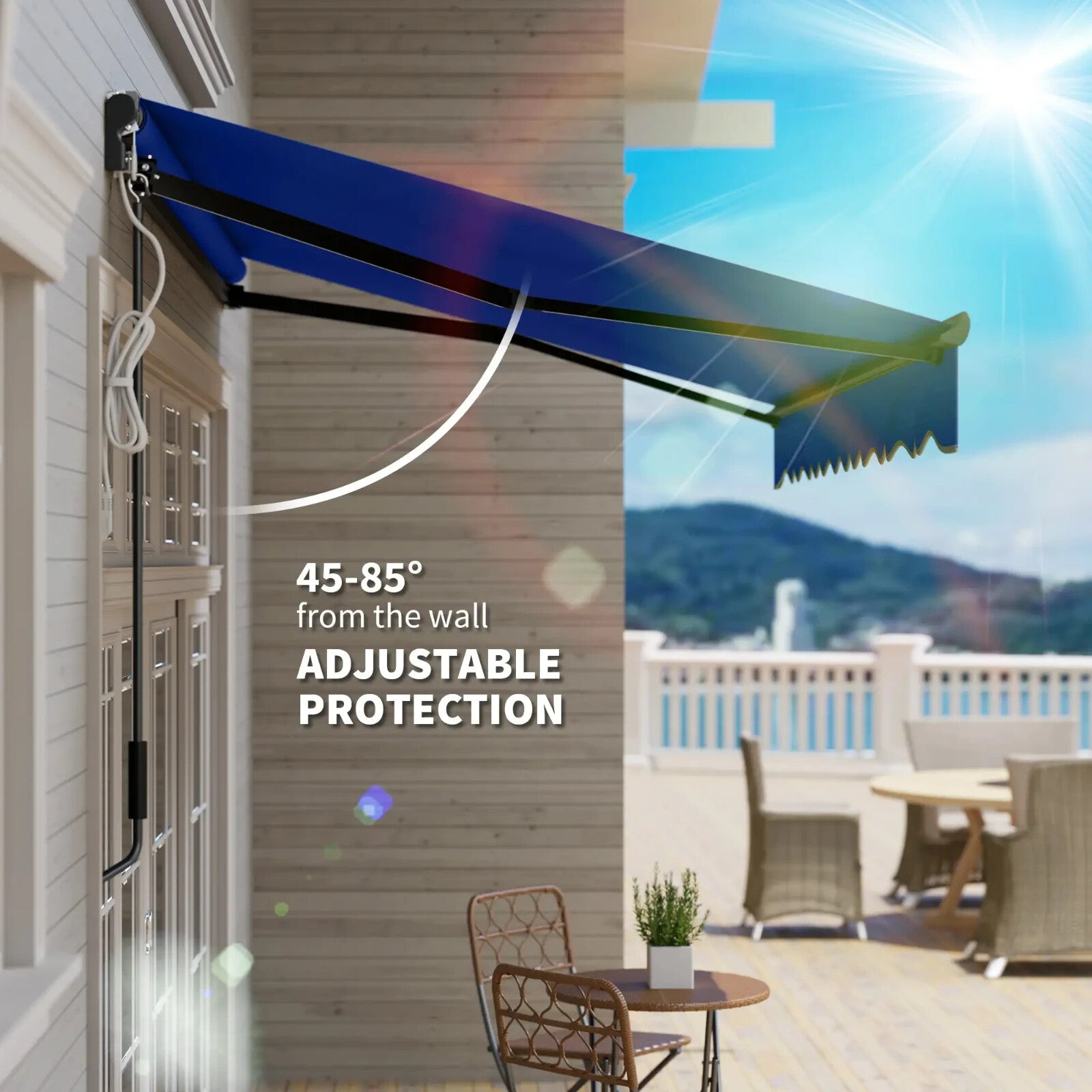 3x2.5m Electric Retractable Awning with LED Light Remote Aluminium Patio Canopy - Home and Garden Furniture Shop - rustic - furniture