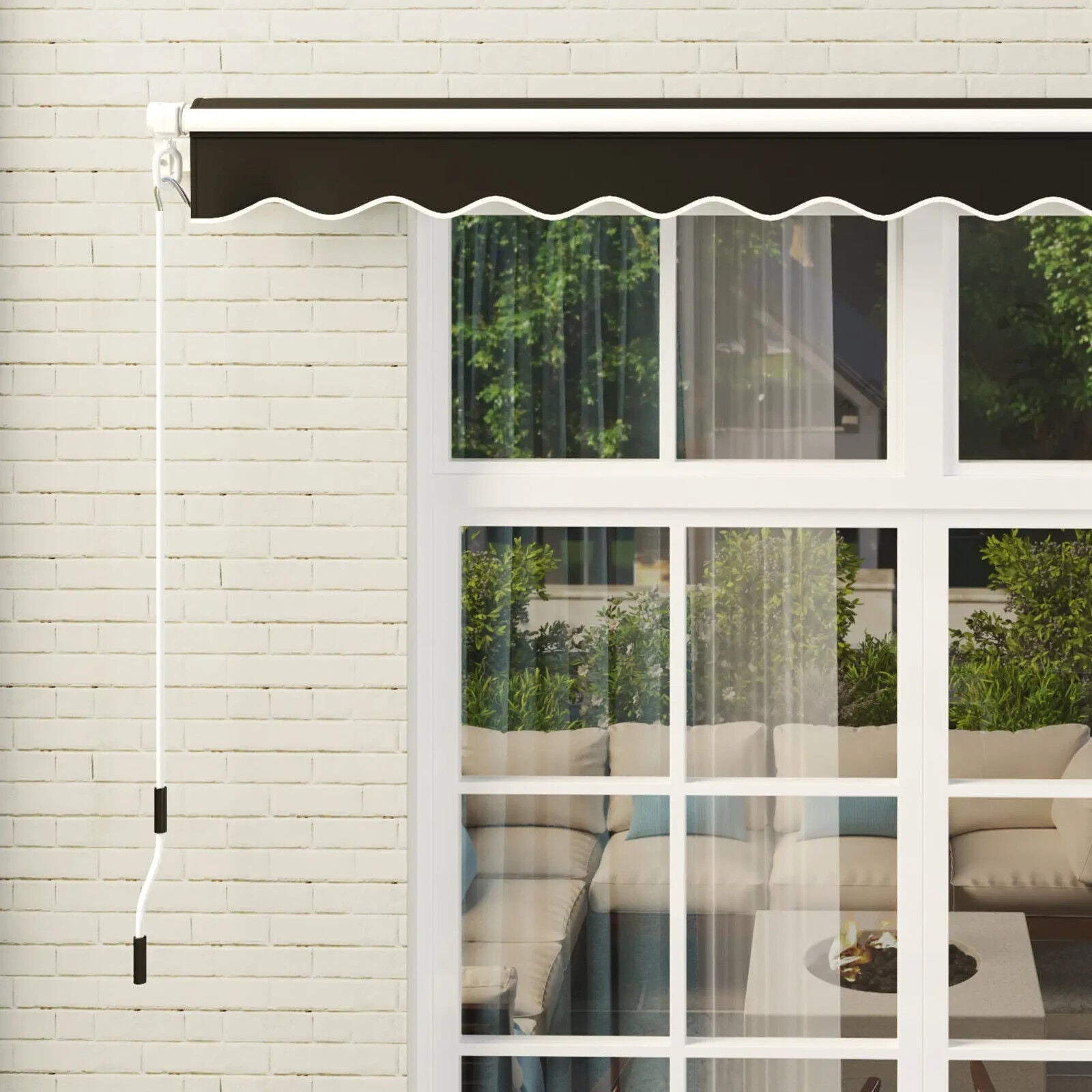 3x2.5m Manual Patio Awning Retractable Canopy with Crank Handle & Fittings Black - Home and Garden Furniture Shop - #rustic - furniture#