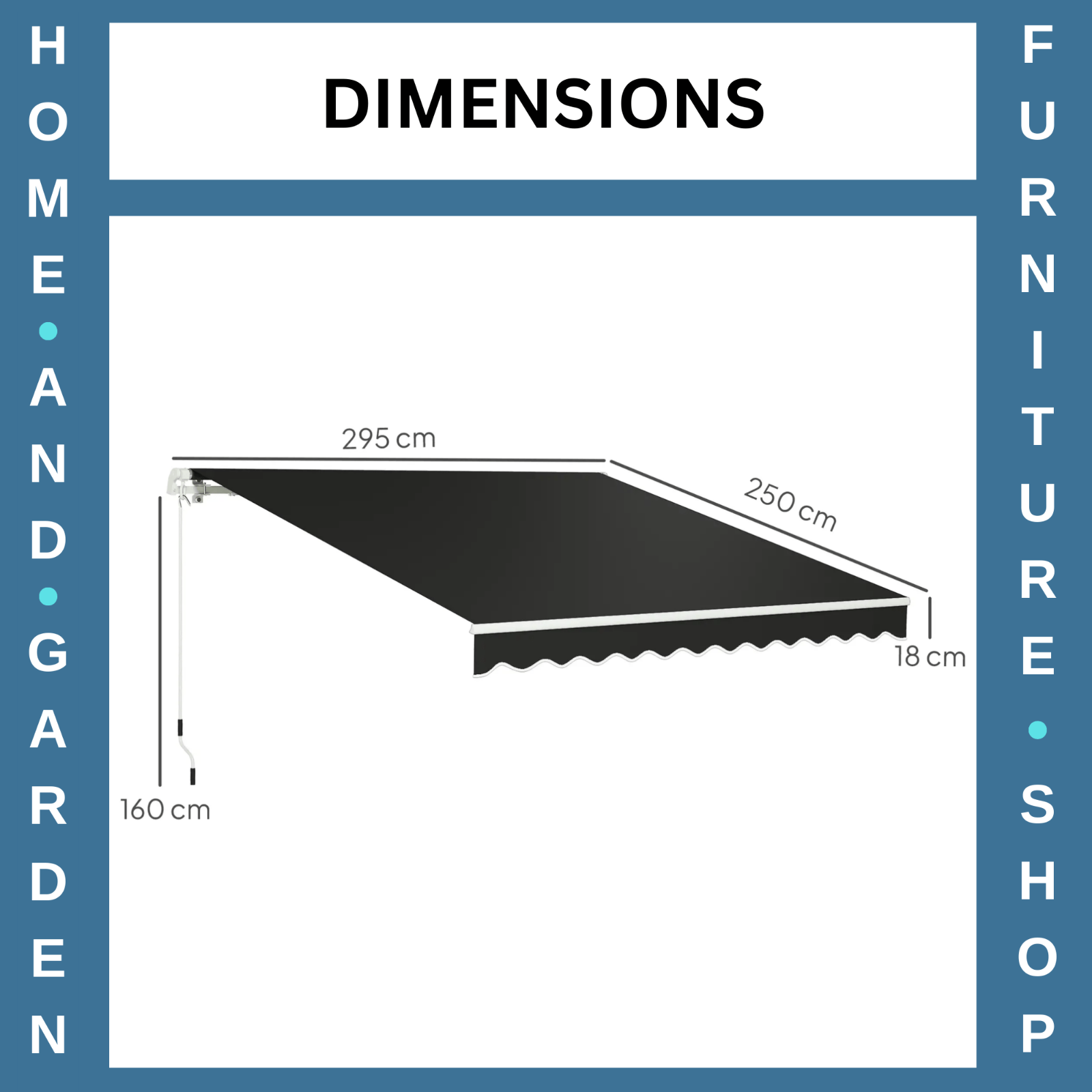 3x2.5m Manual Patio Awning Retractable Canopy with Crank Handle & Fittings Black - Home and Garden Furniture Shop - rustic - furniture