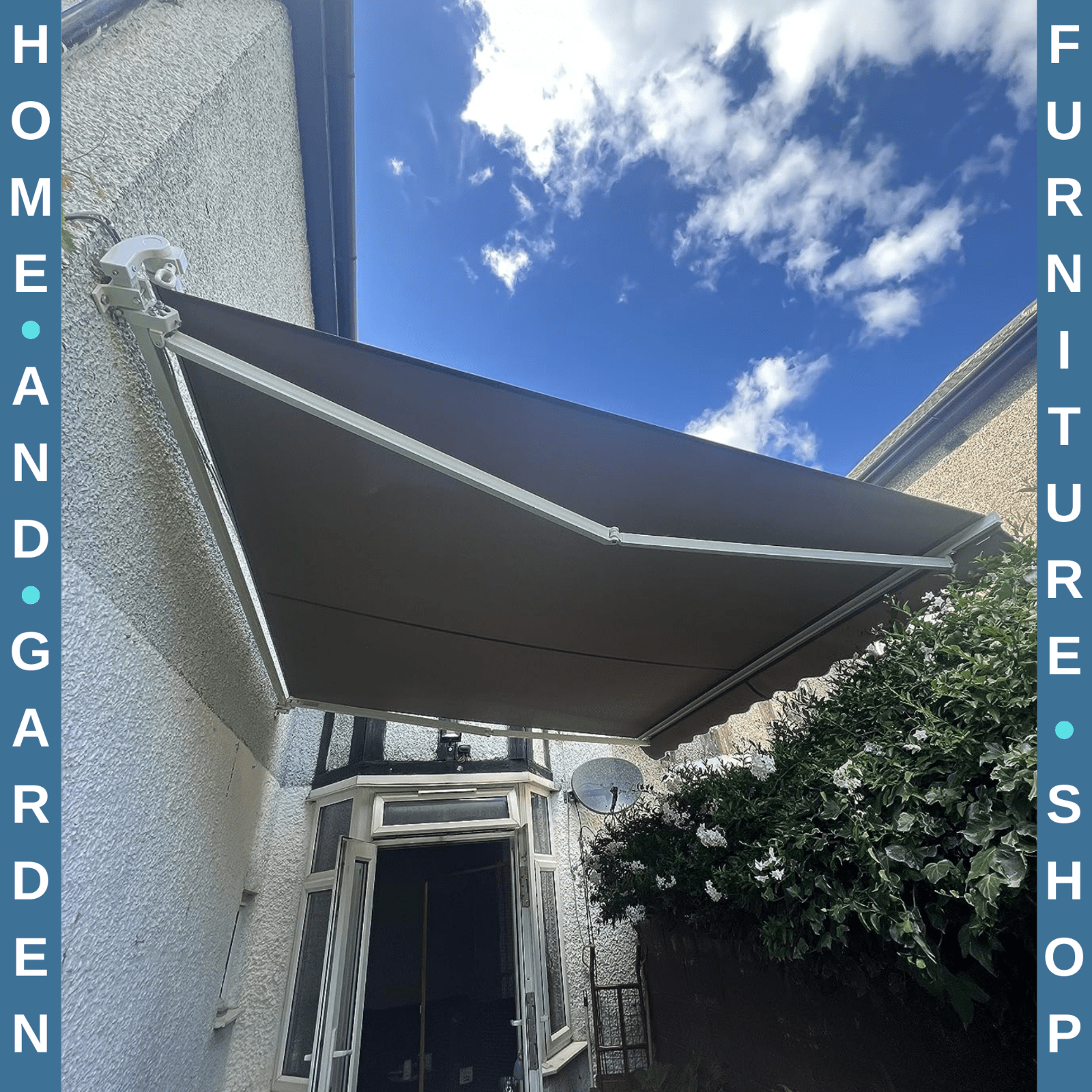 3x2.5m Manual Patio Awning Retractable Canopy with Crank Handle & Fittings Black - Home and Garden Furniture Shop - rustic - furniture