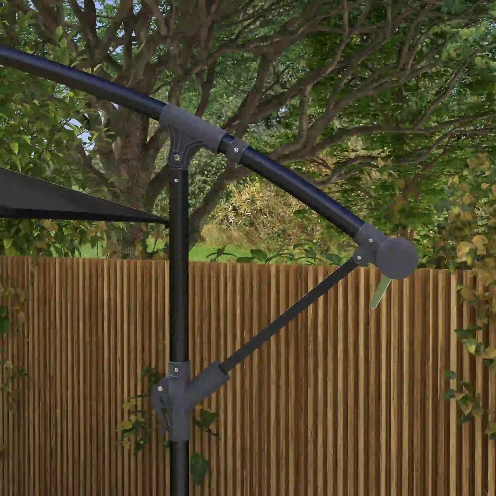 3x2m Cantilever Parasol w/ Crank Handle Cross Base Rectangular Hanging Umbrella - Home and Garden Furniture Shop - rustic - furniture