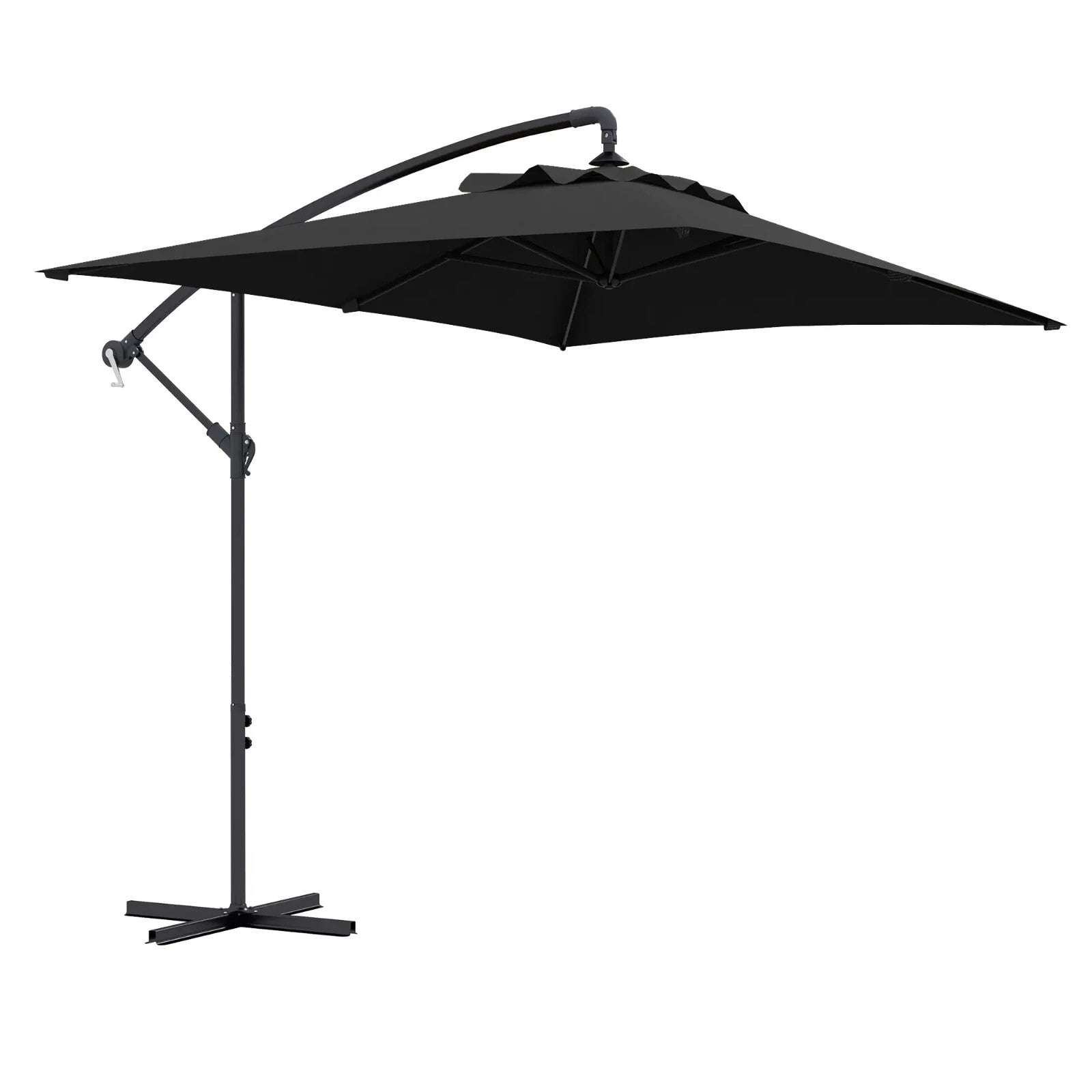 3x2m Cantilever Parasol w/ Crank Handle Cross Base Rectangular Hanging Umbrella - Home and Garden Furniture Shop - rustic - furniture